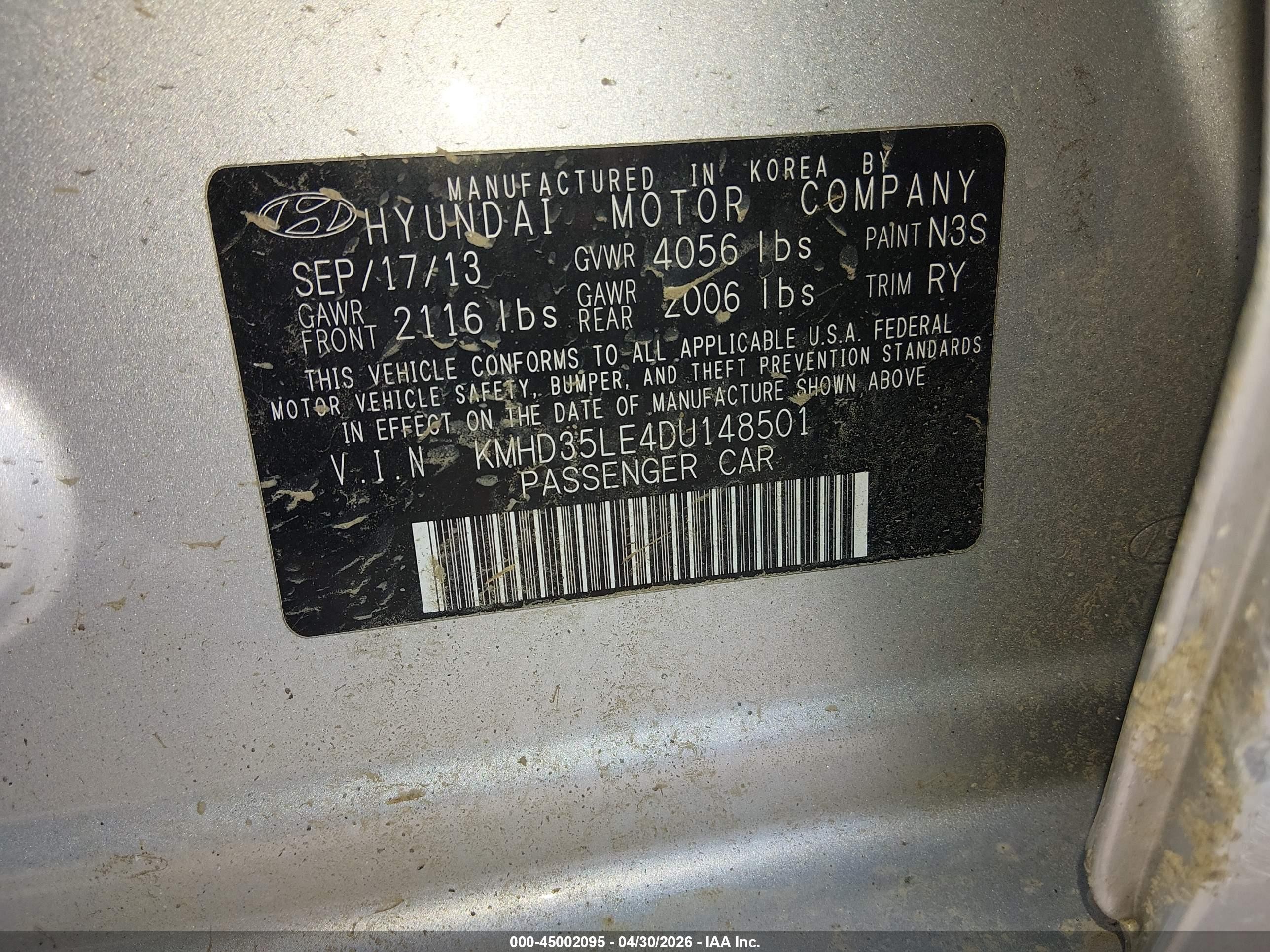 2013 Hyundai Elantra Gt   Silver vin: KMHD35LE4DU148501