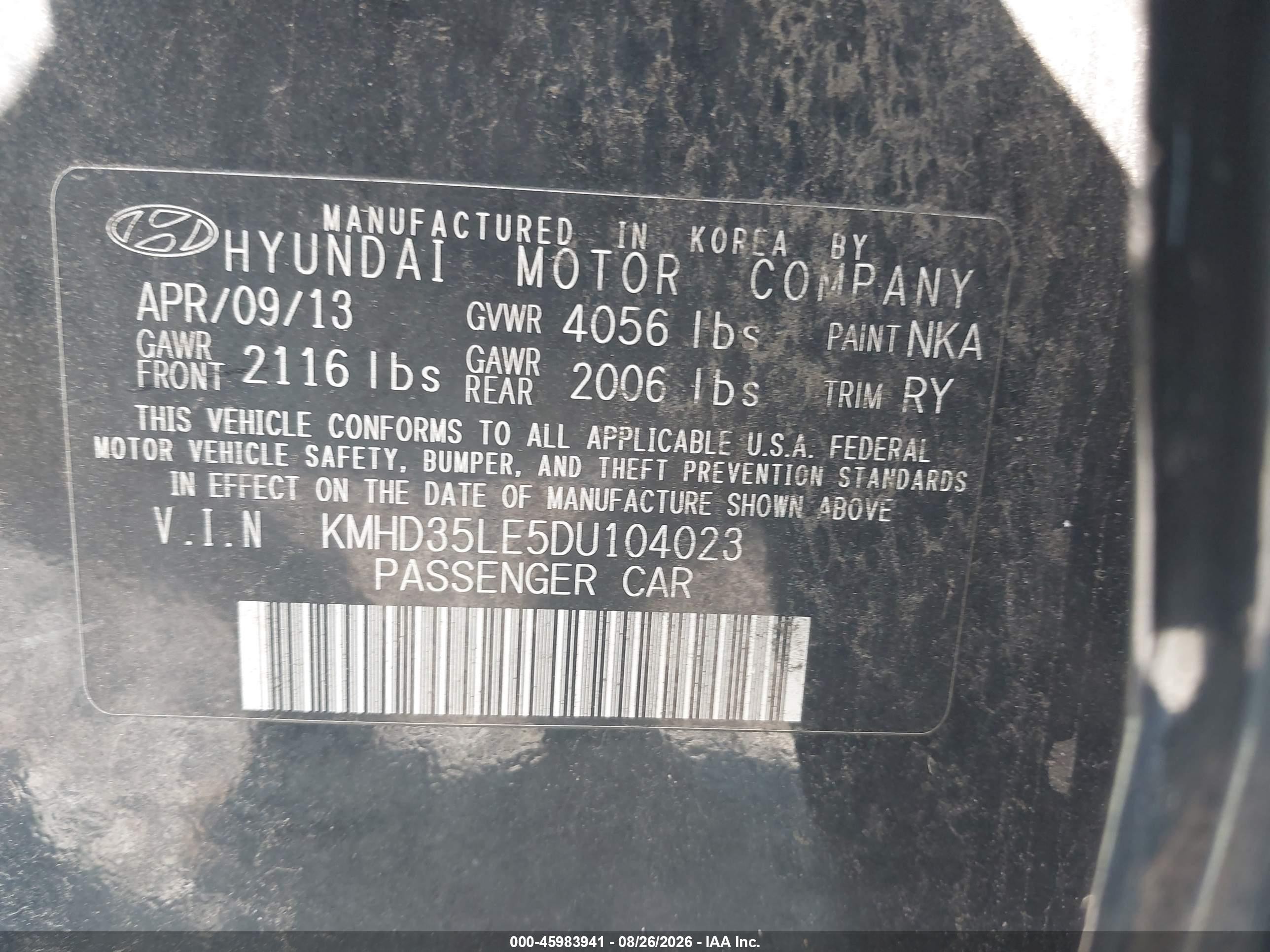 2013 Hyundai Elantra Gt   Черный vin: KMHD35LE5DU104023