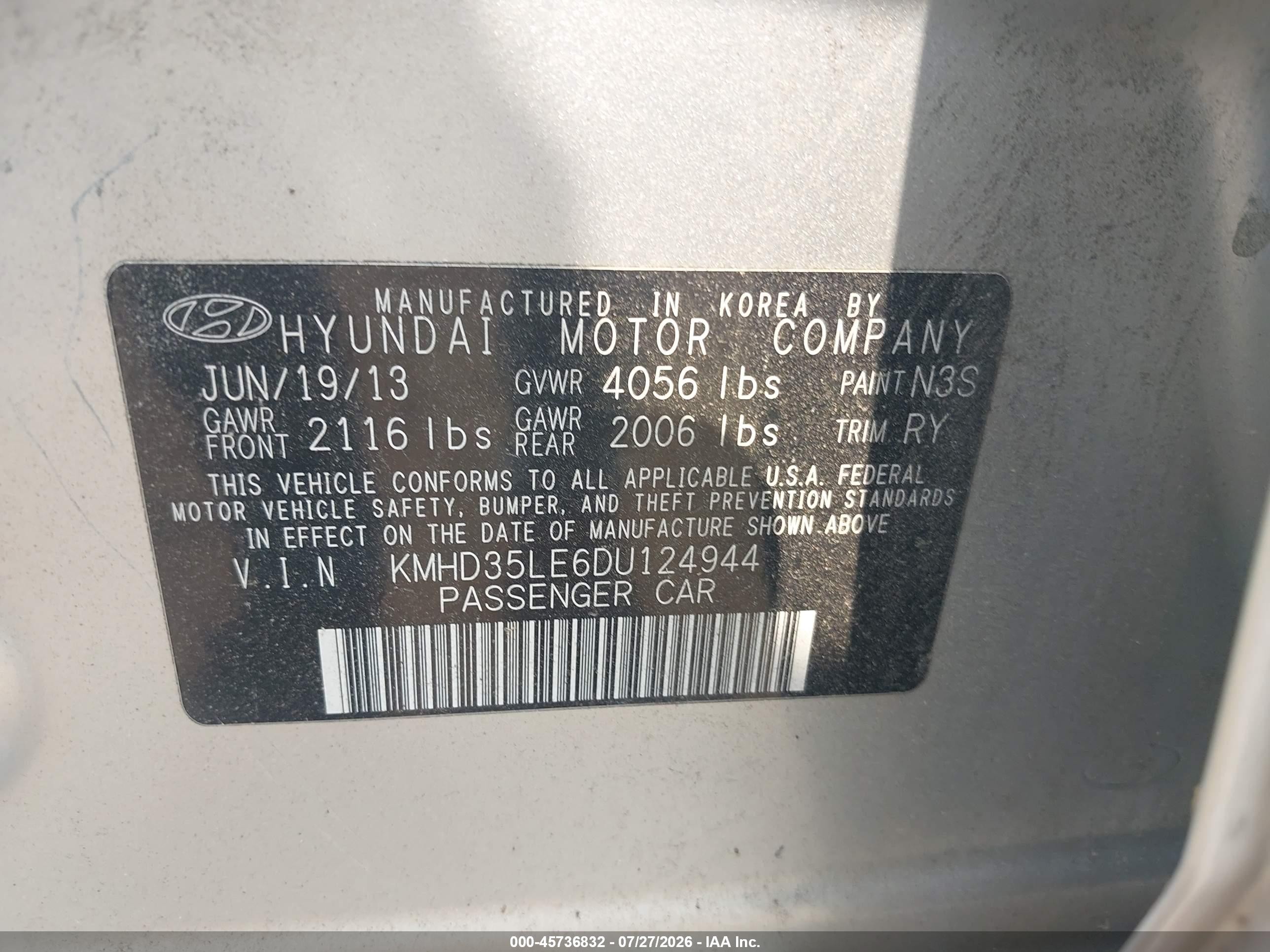 2013 Hyundai Elantra Gt   Silver vin: KMHD35LE6DU124944