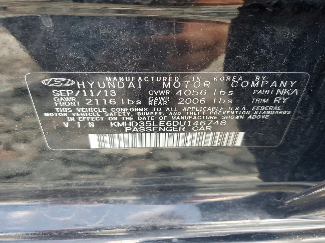 2013 Hyundai Elantra Gt Base Black vin: KMHD35LE6DU146748