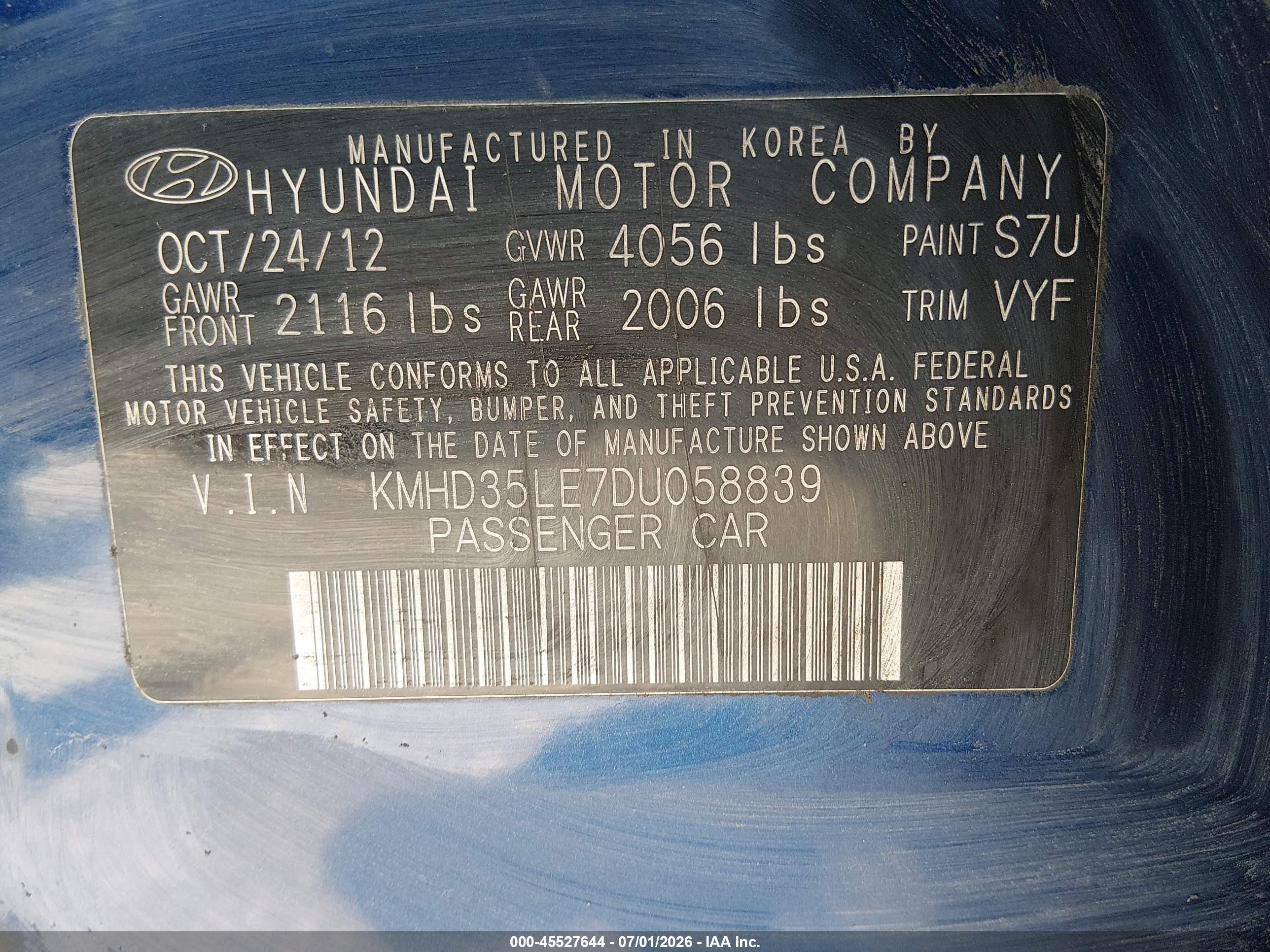 2013 Hyundai Elantra Gt   Синий vin: KMHD35LE7DU058839