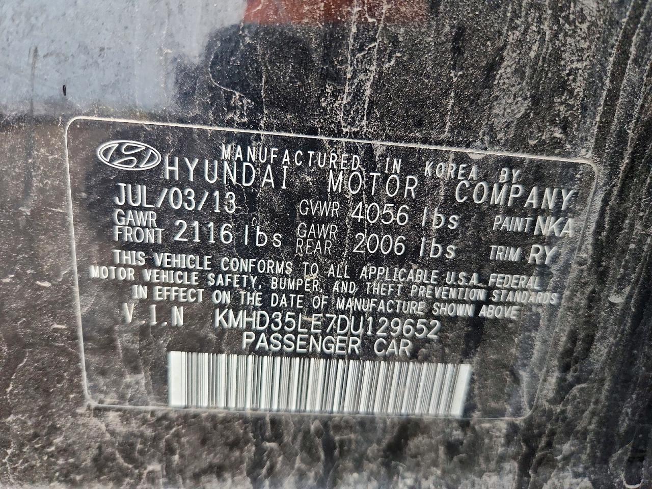 2013 Hyundai Elantra Gt Base Black vin: KMHD35LE7DU129652