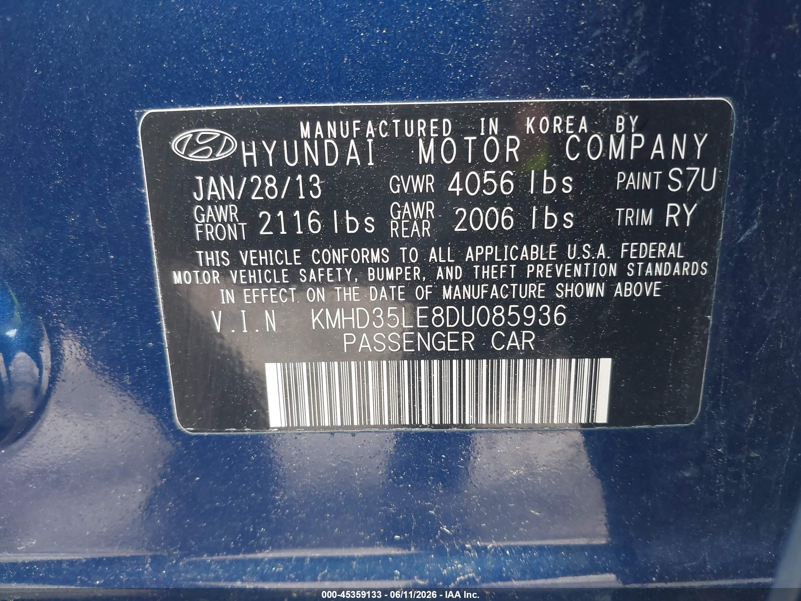 2013 Hyundai Elantra Gt   Синий vin: KMHD35LE8DU085936