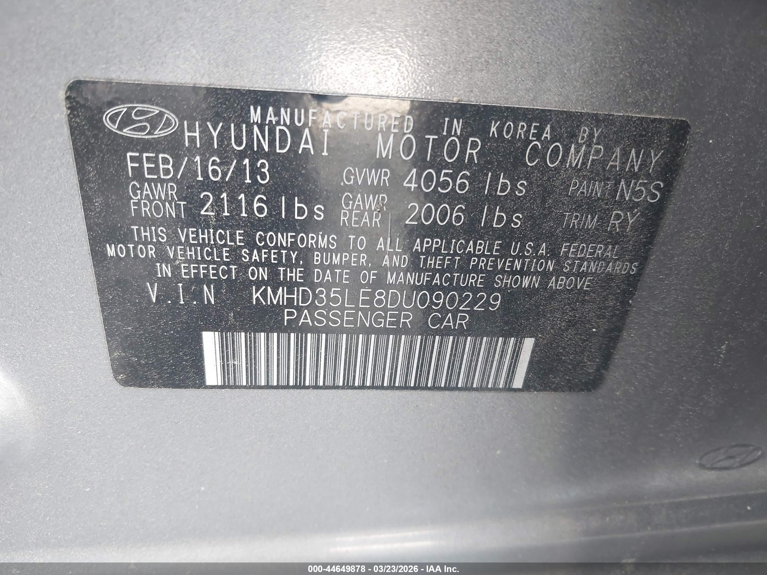 2013 Hyundai Elantra Gt   Gray vin: KMHD35LE8DU090229