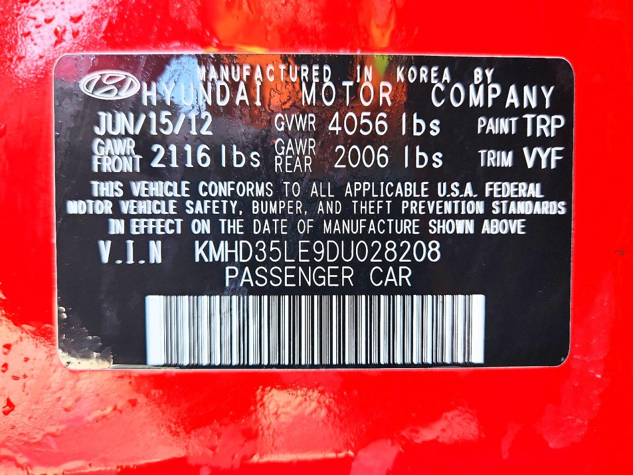 2013 Hyundai Elantra Gt Base Red vin: KMHD35LE9DU028208