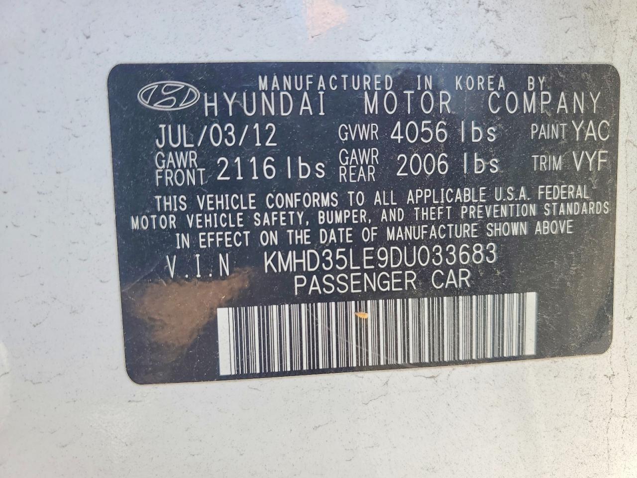 2013 Hyundai Elantra Gt Base White vin: KMHD35LE9DU033683