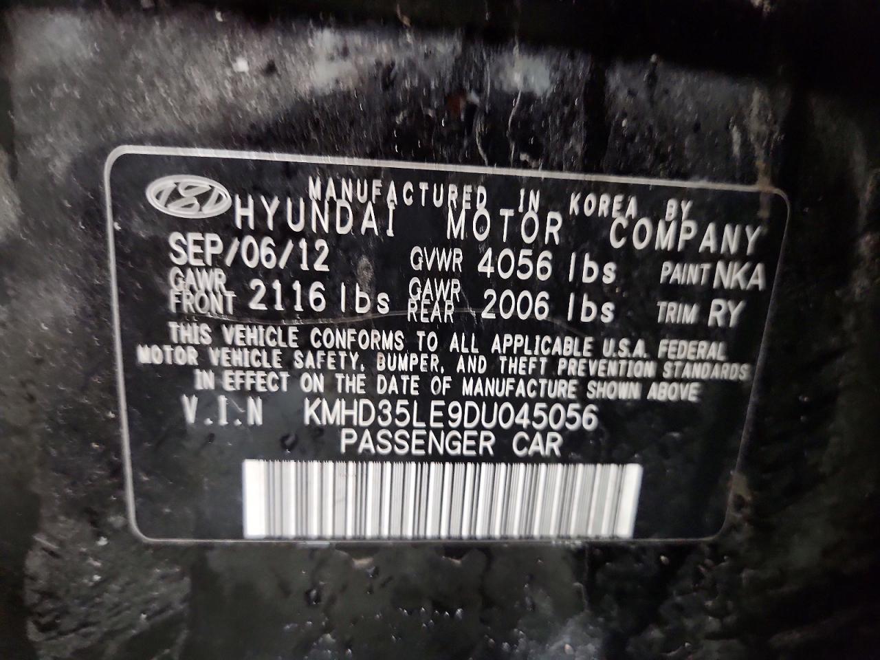 2013 Hyundai Elantra Gt Base Black vin: KMHD35LE9DU045056