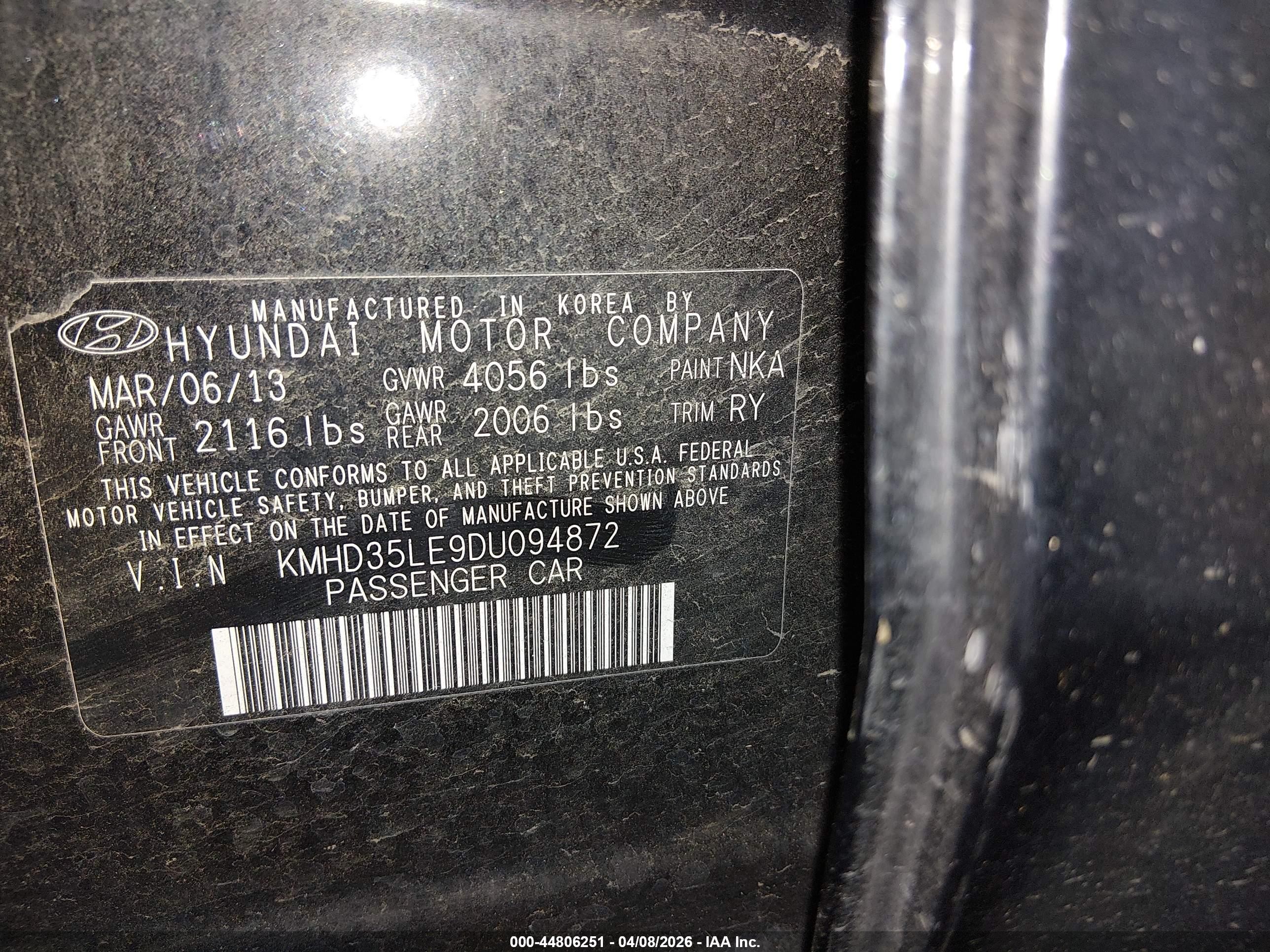 2013 Hyundai Elantra Gt   Black vin: KMHD35LE9DU094872
