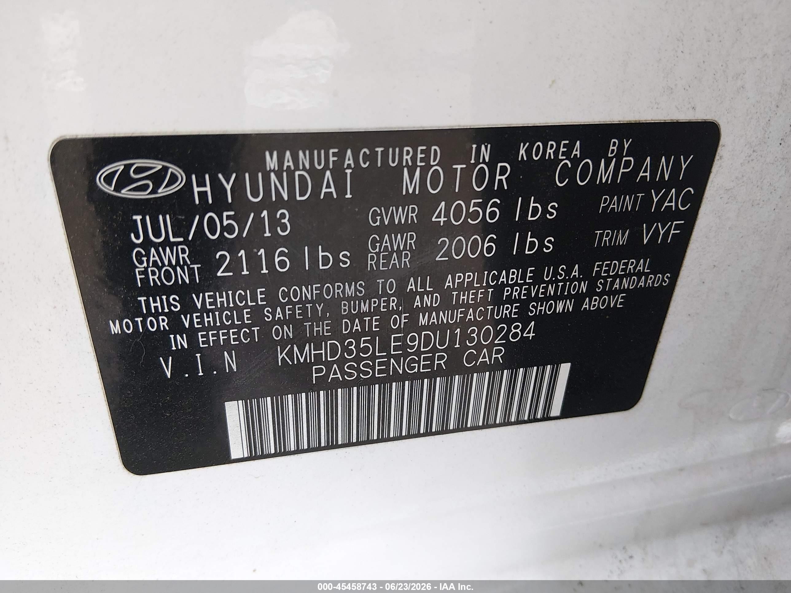 2013 Hyundai Elantra Gt   White vin: KMHD35LE9DU130284