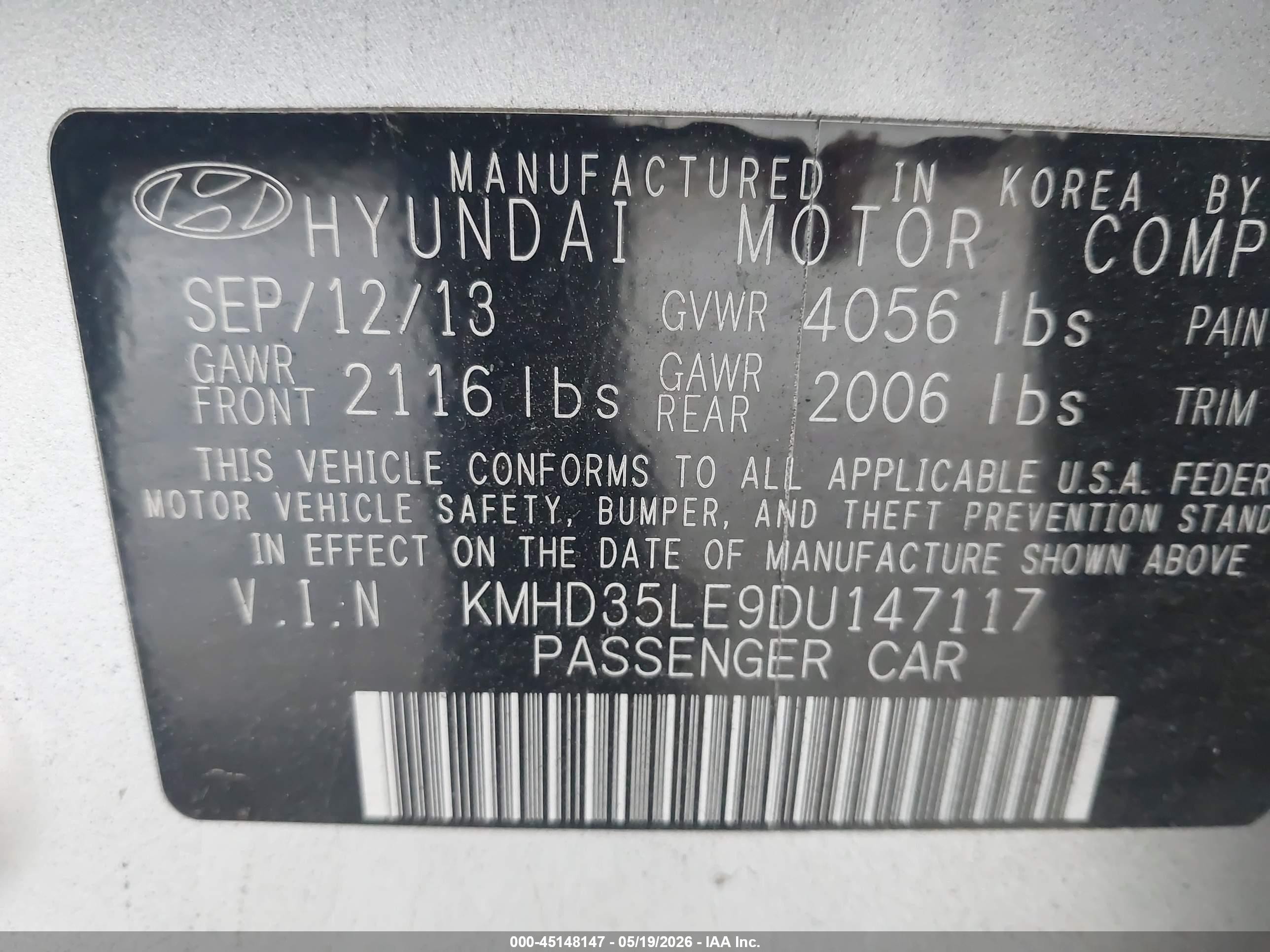 2013 Hyundai Elantra Gt   Gray vin: KMHD35LE9DU147117