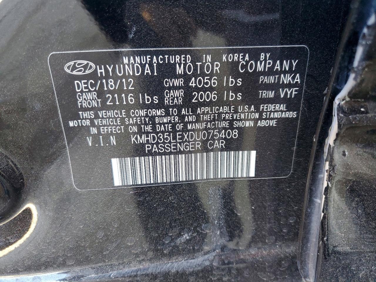 2013 Hyundai Elantra Gt Base Black vin: KMHD35LEXDU075408