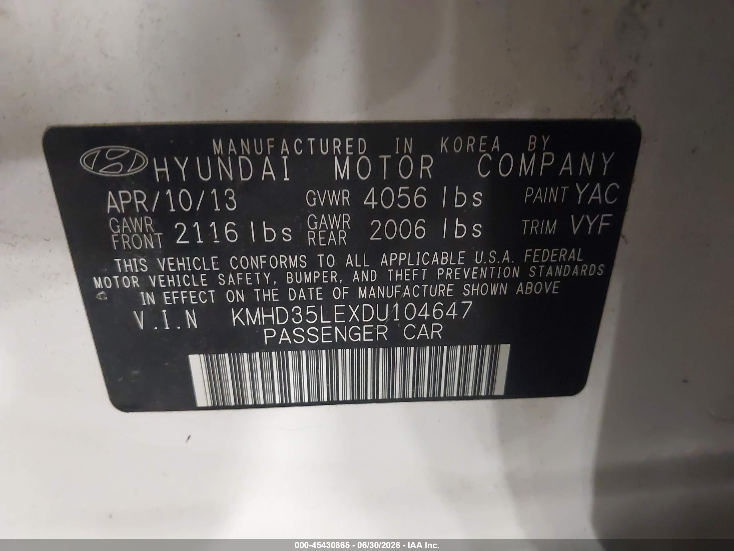 2013 Hyundai Elantra Gt White vin: KMHD35LEXDU104647