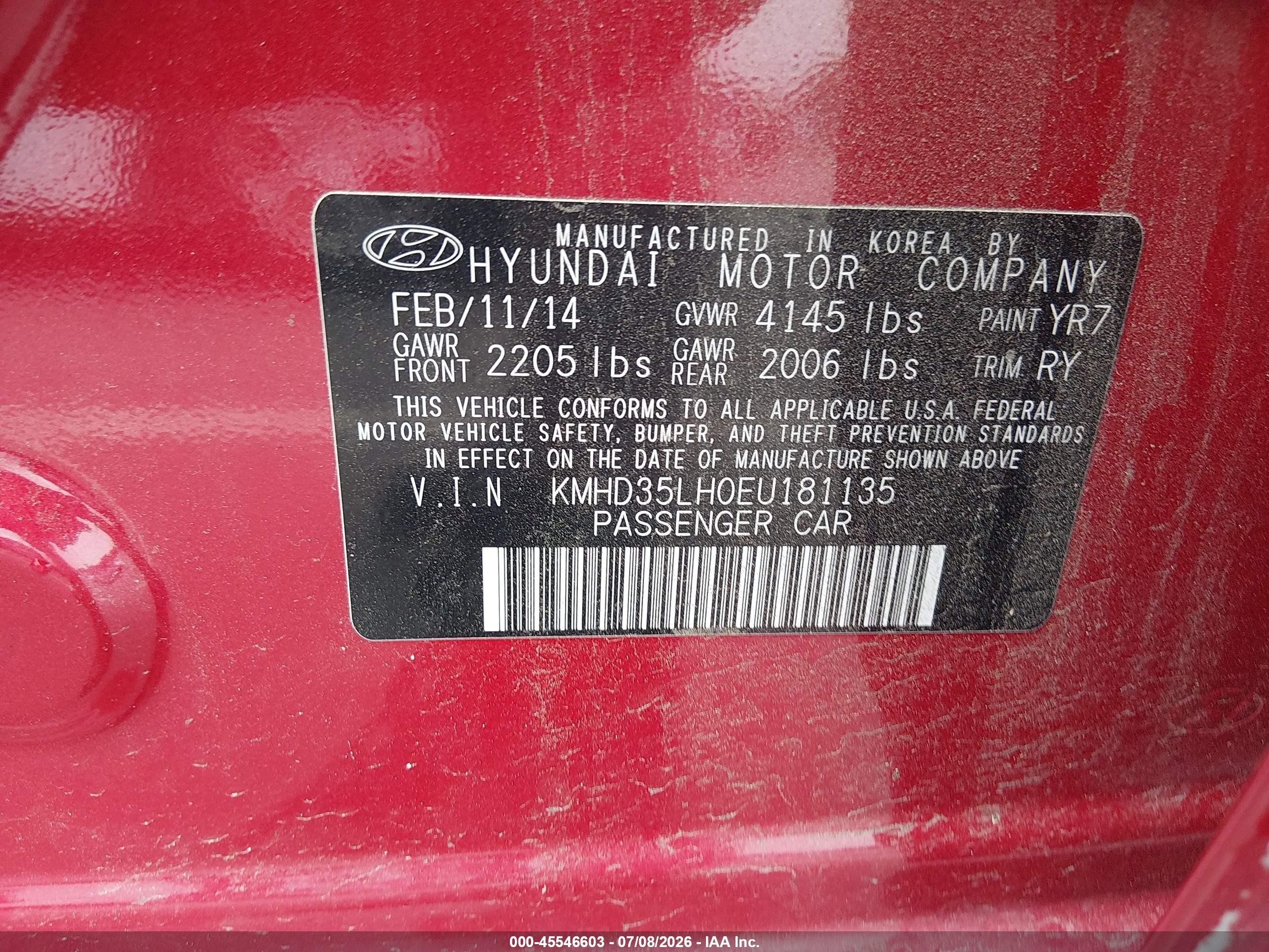 2014 Hyundai Elantra Gt   Red vin: KMHD35LH0EU181135