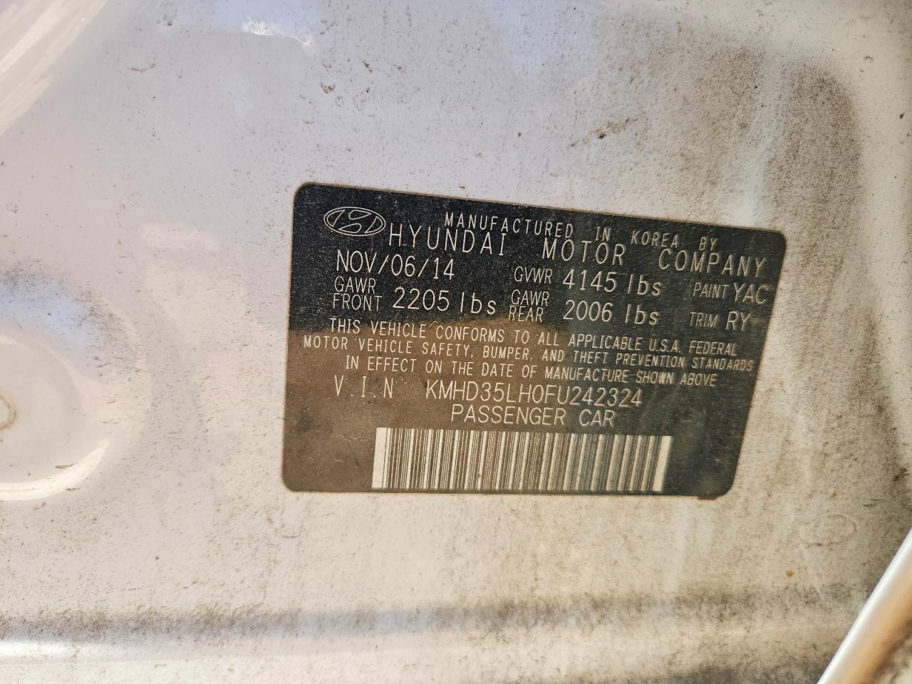 2015 Hyundai Elantra Gt Base White vin: KMHD35LH0FU242324