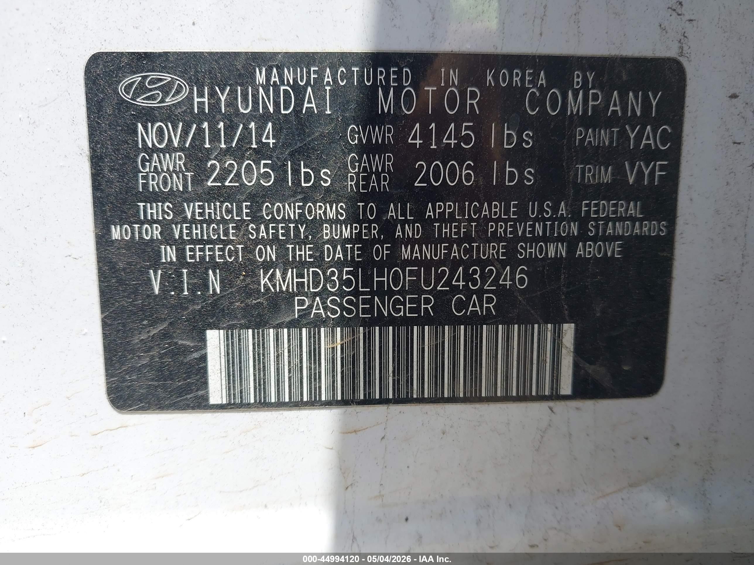 2015 Hyundai Elantra Gt   White vin: KMHD35LH0FU243246
