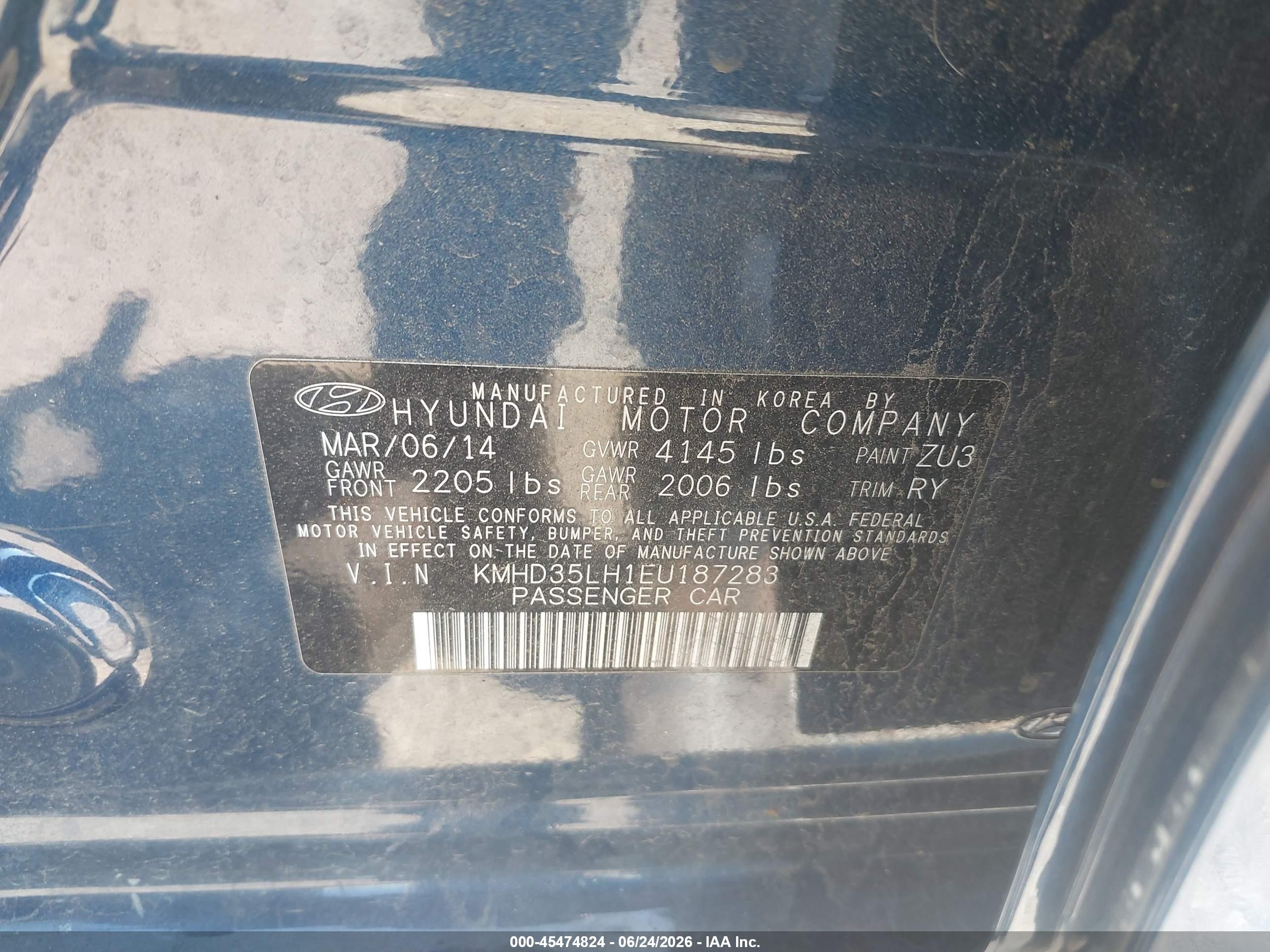 2014 Hyundai Elantra Gt   Blue vin: KMHD35LH1EU187283