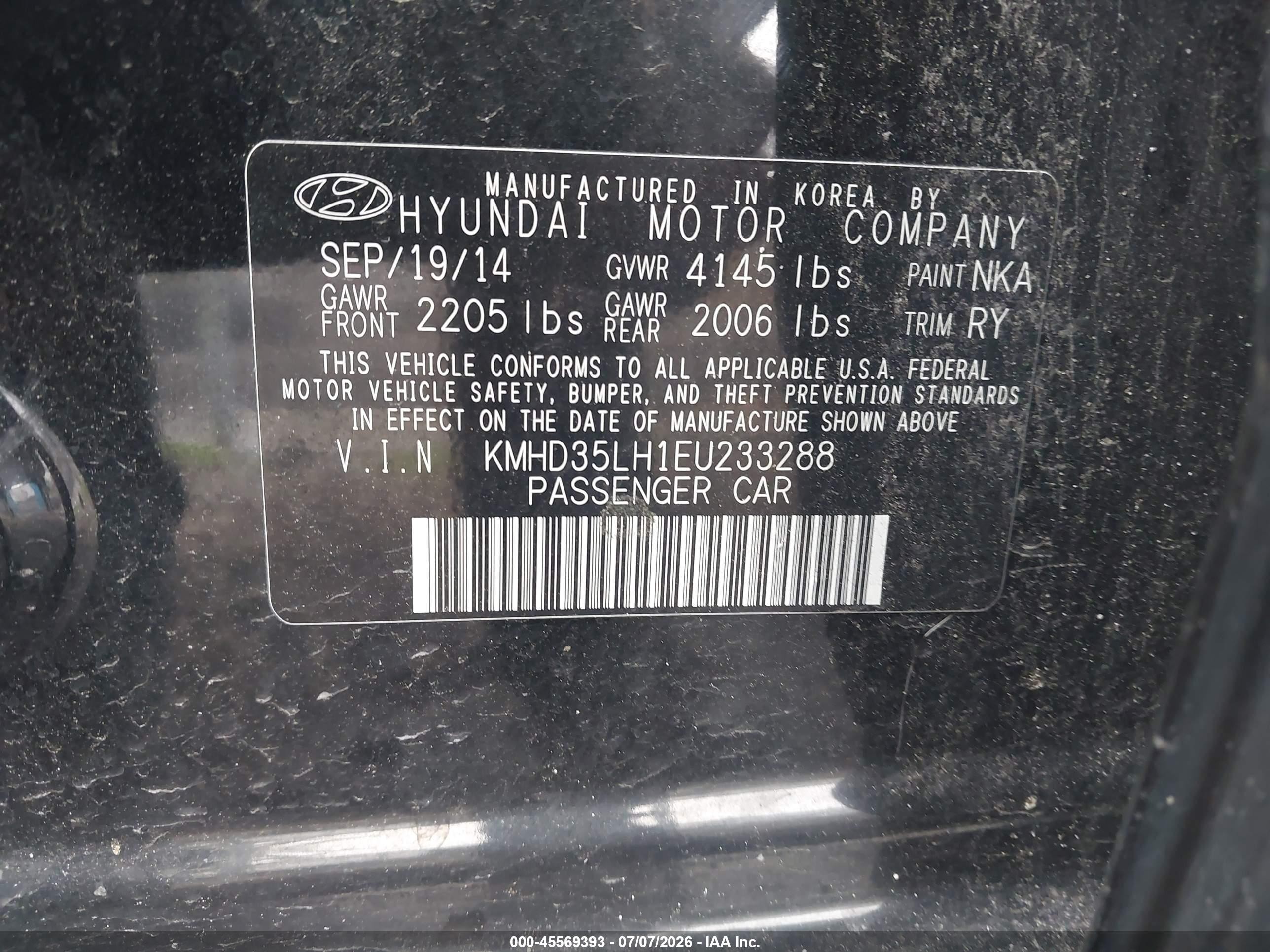 2014 Hyundai Elantra Gt   Black vin: KMHD35LH1EU233288