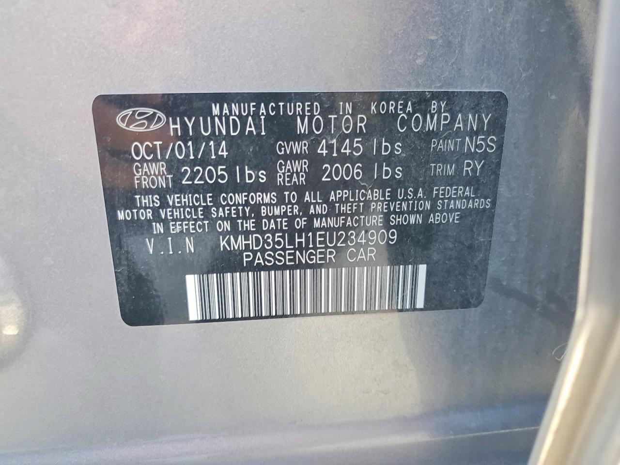 2014 Hyundai Elantra Gt Base Gray vin: KMHD35LH1EU234909