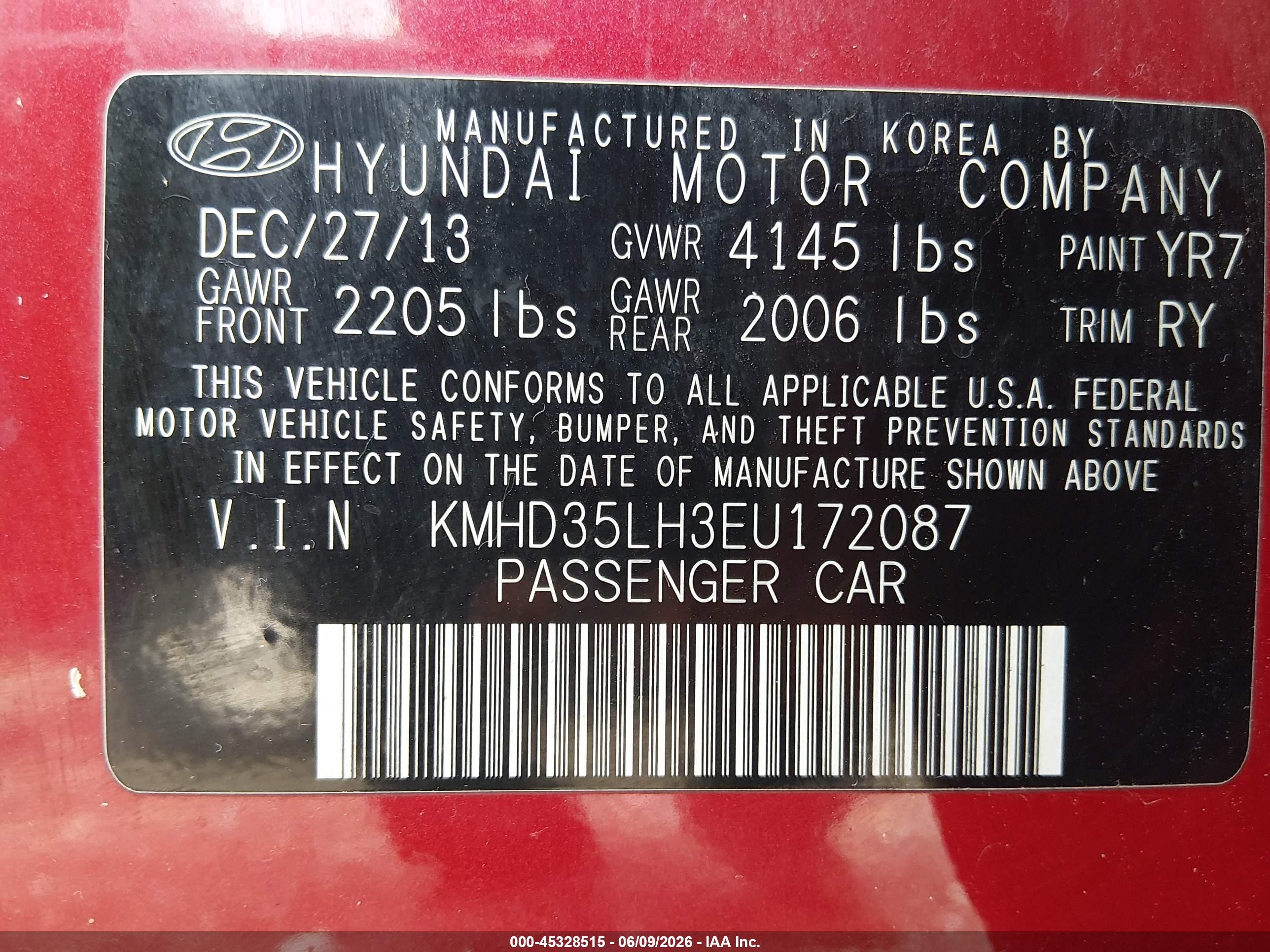 2014 Hyundai Elantra Gt   Red vin: KMHD35LH3EU172087
