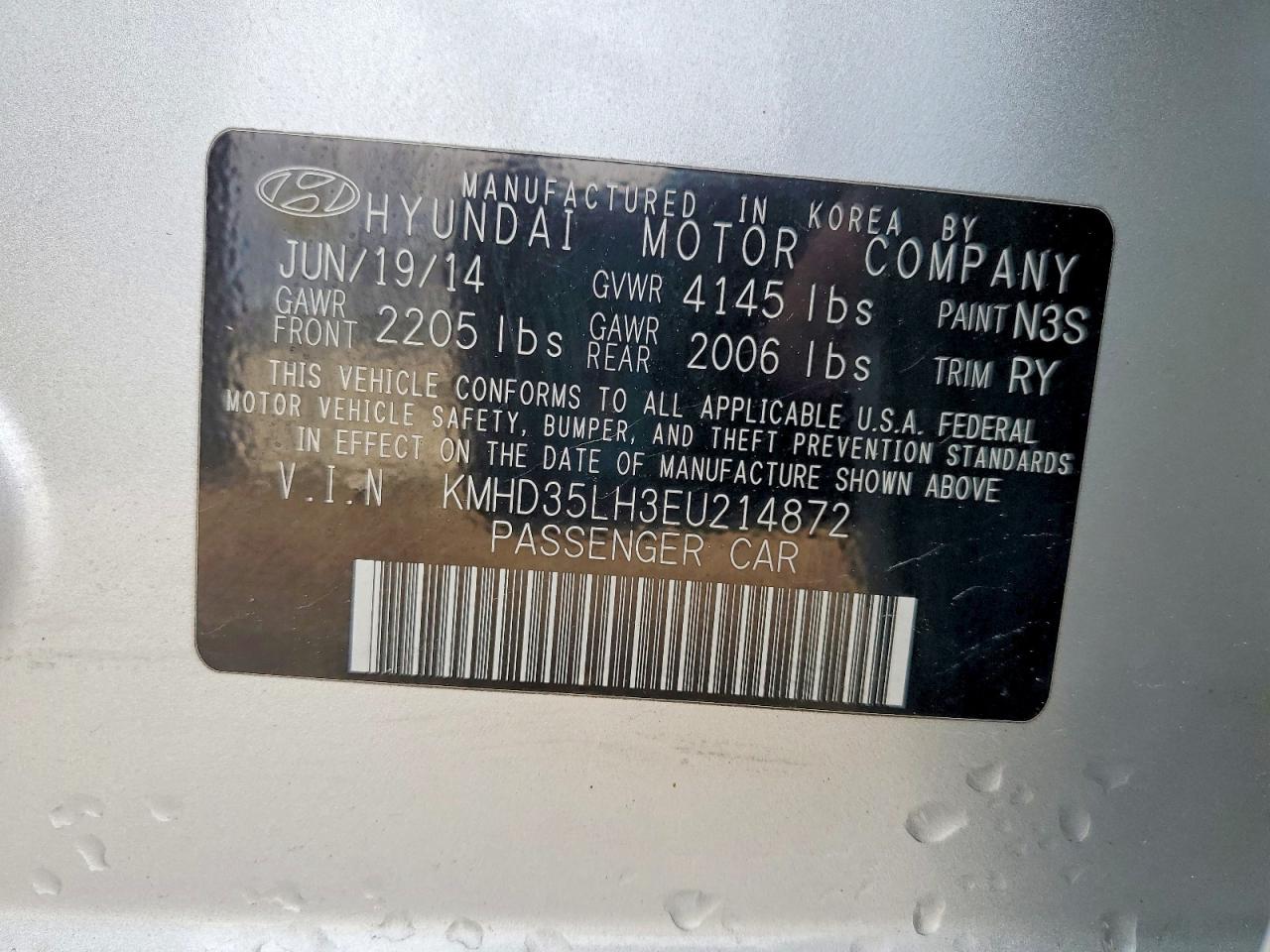 2014 Hyundai Elantra Gt Base Silver vin: KMHD35LH3EU214872