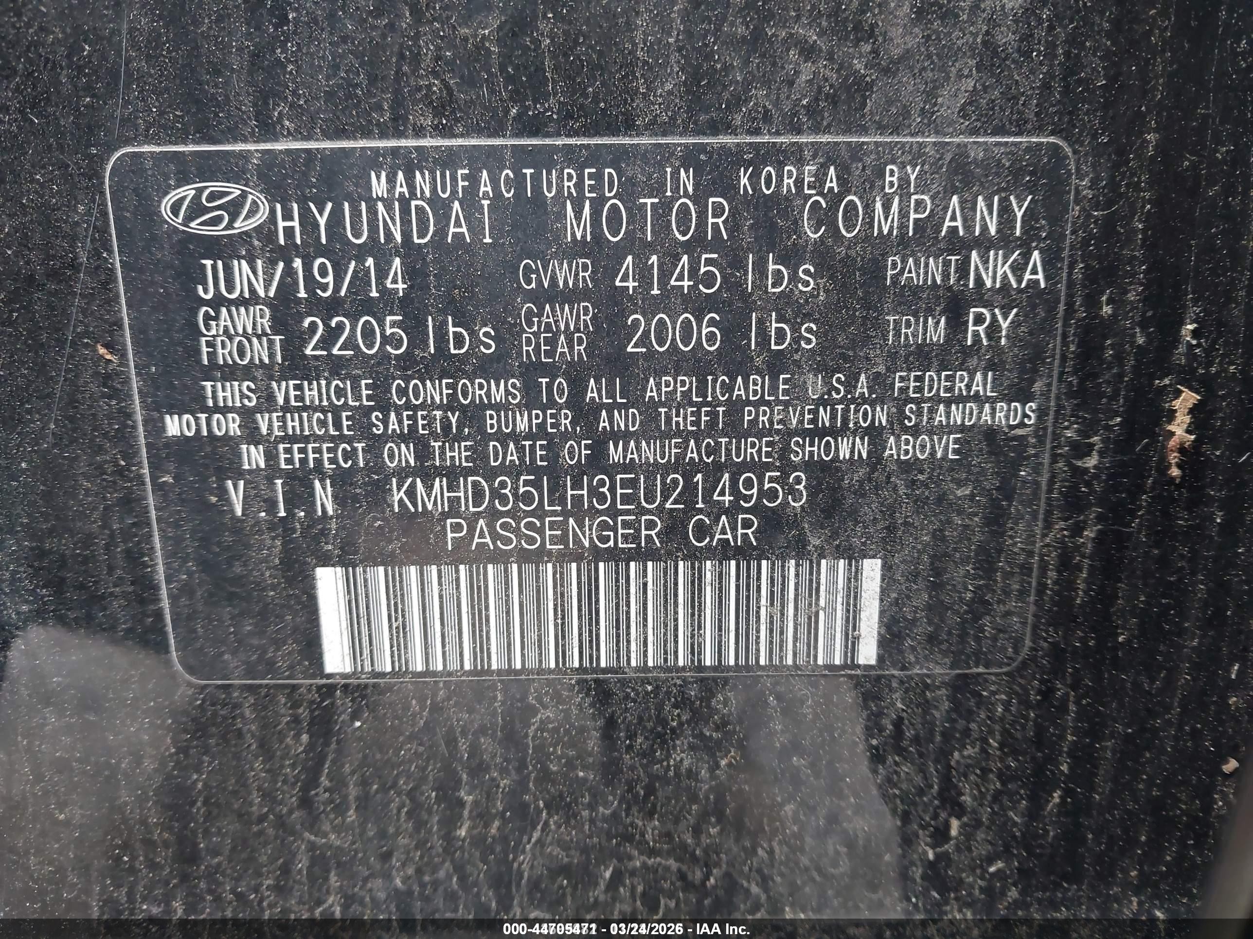 2014 Hyundai Elantra Gt   Black vin: KMHD35LH3EU214953