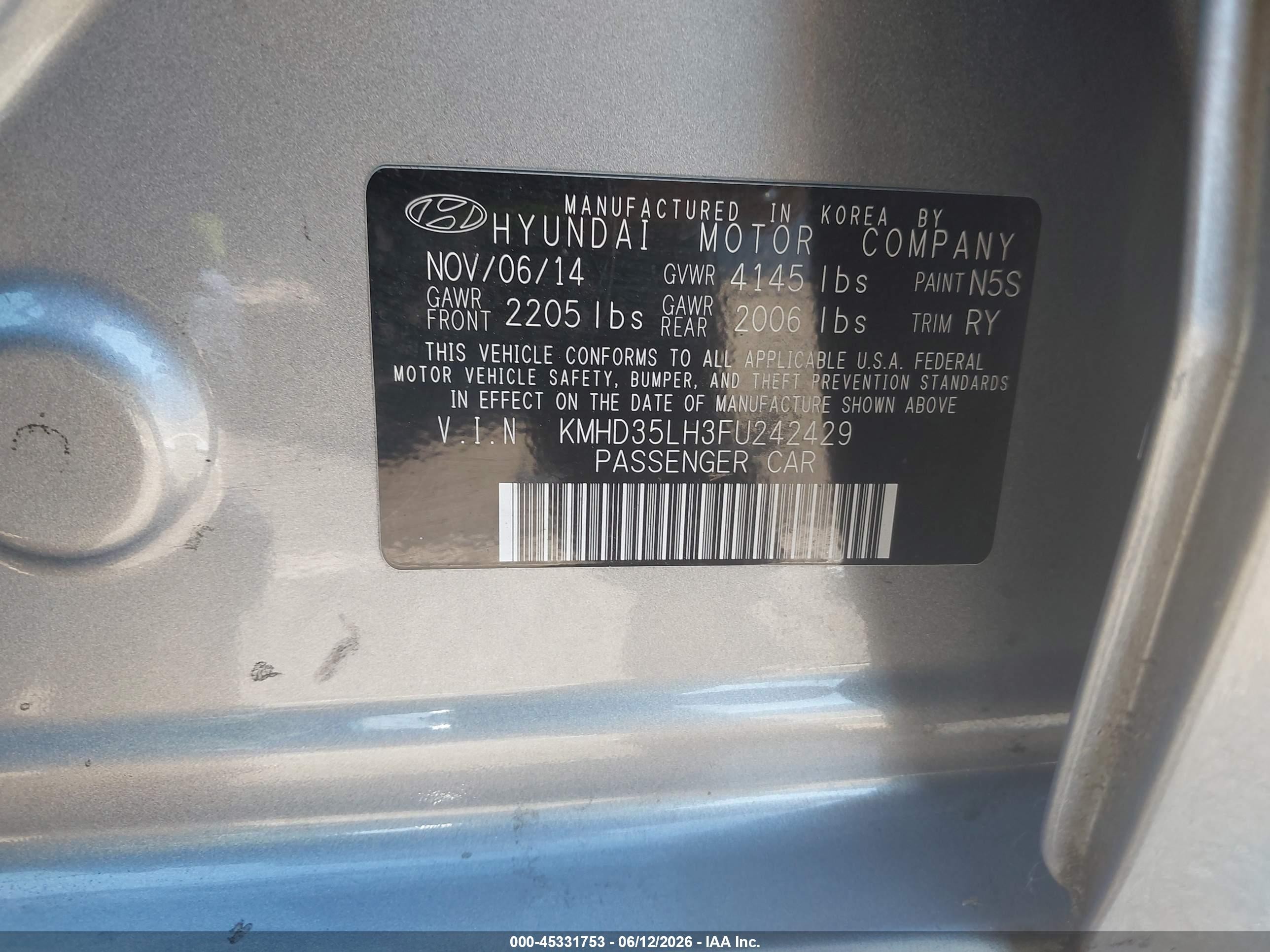 2015 Hyundai Elantra Gt   Silver vin: KMHD35LH3FU242429