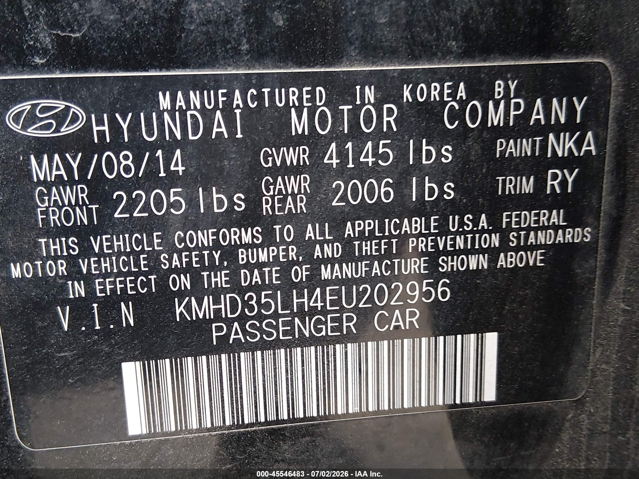 2014 Hyundai Elantra Gt   Black vin: KMHD35LH4EU202956