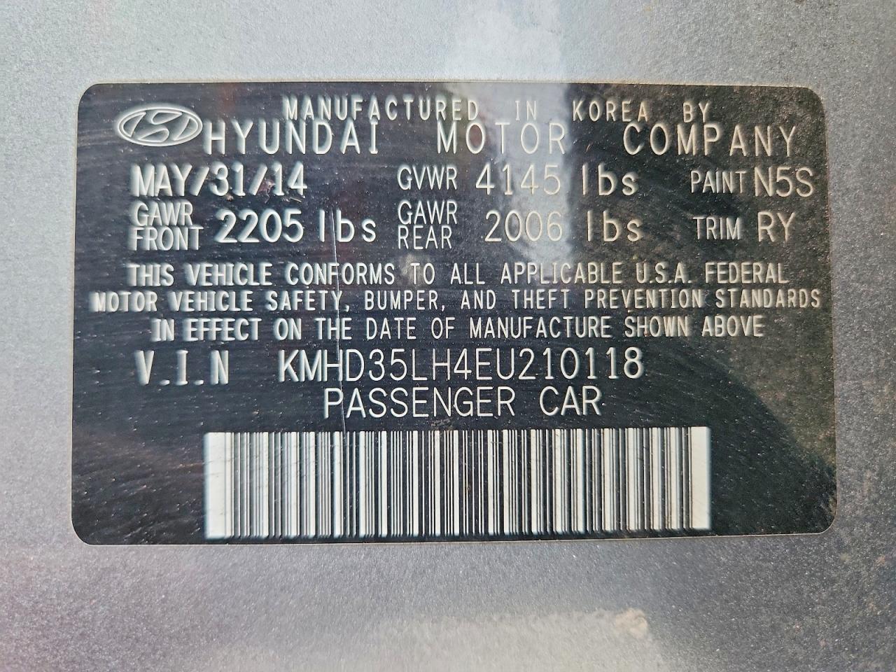 2014 Hyundai Elantra Gt Base Silver vin: KMHD35LH4EU210118