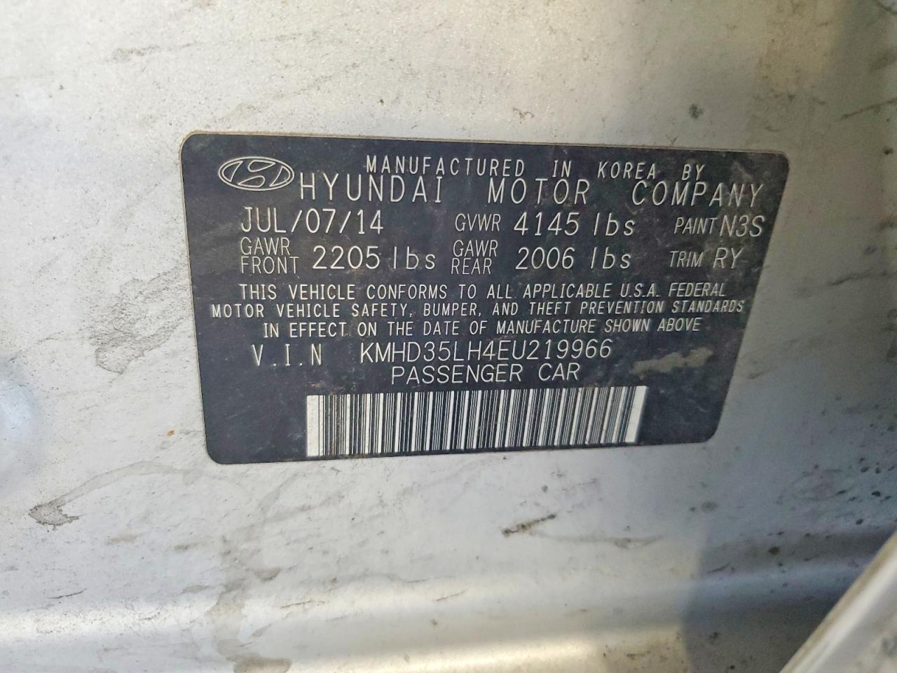 2014 Hyundai Elantra Gt Base Silver vin: KMHD35LH4EU219966