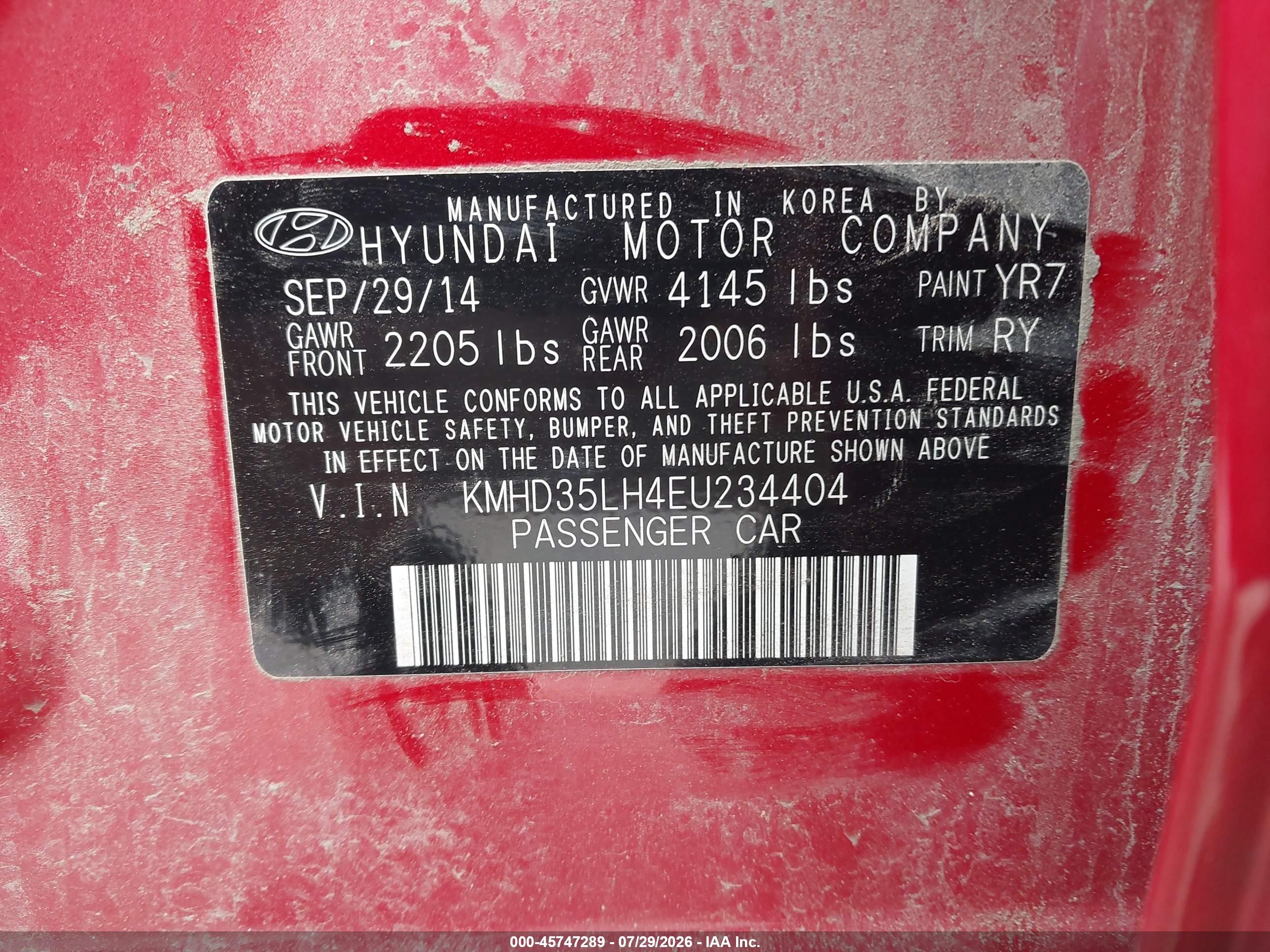 2014 Hyundai Elantra Gt   Red vin: KMHD35LH4EU234404