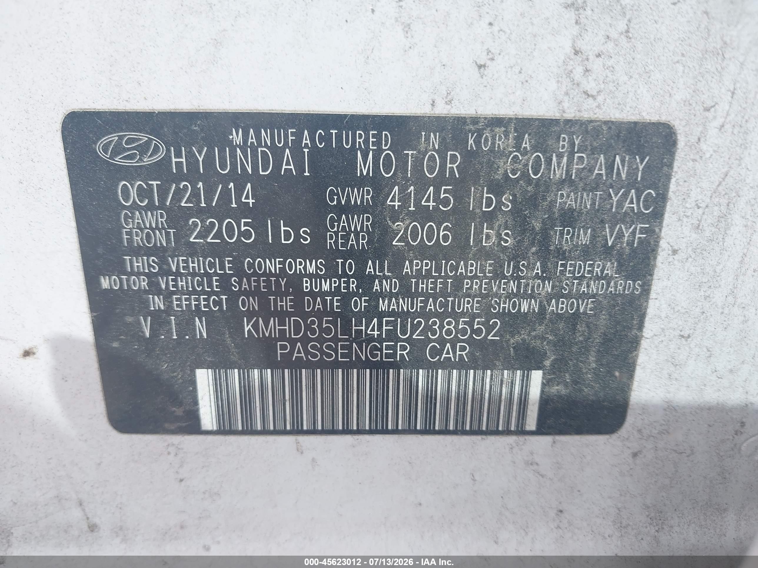 2015 Hyundai Elantra Gt   White vin: KMHD35LH4FU238552