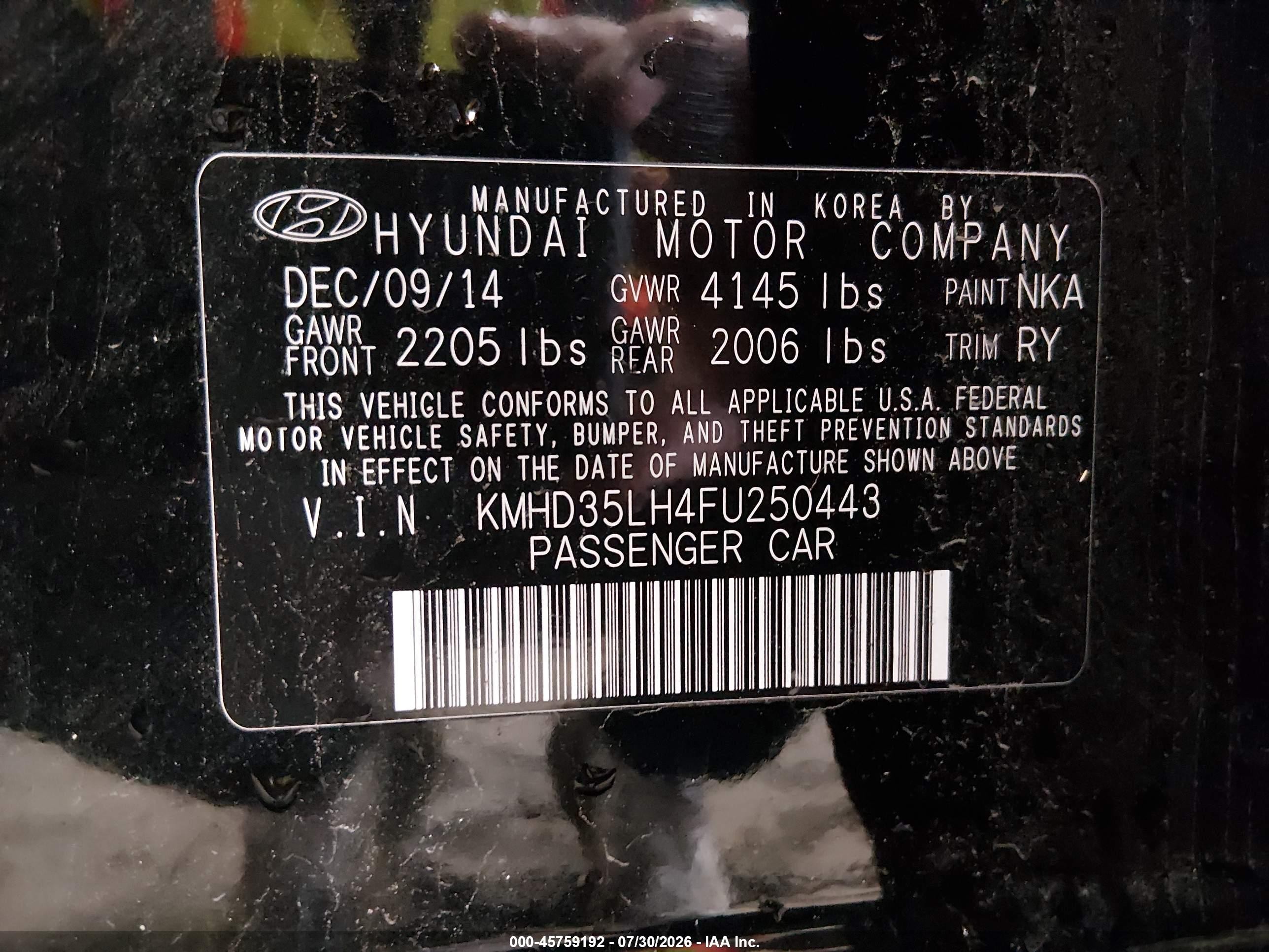 2015 Hyundai Elantra Gt Black vin: KMHD35LH4FU250443