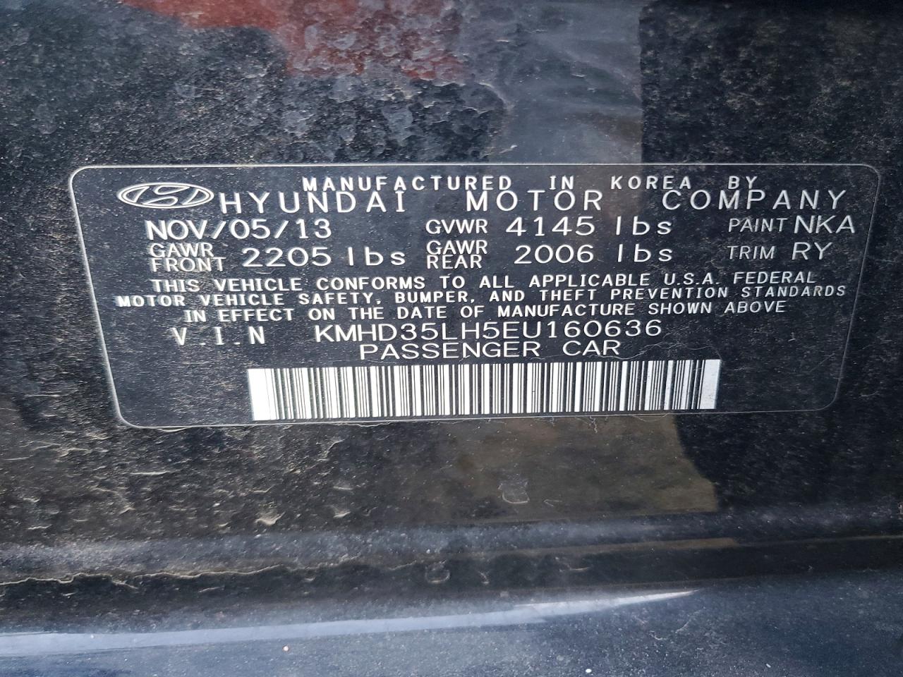2014 Hyundai Elantra Gt Base Black vin: KMHD35LH5EU160636