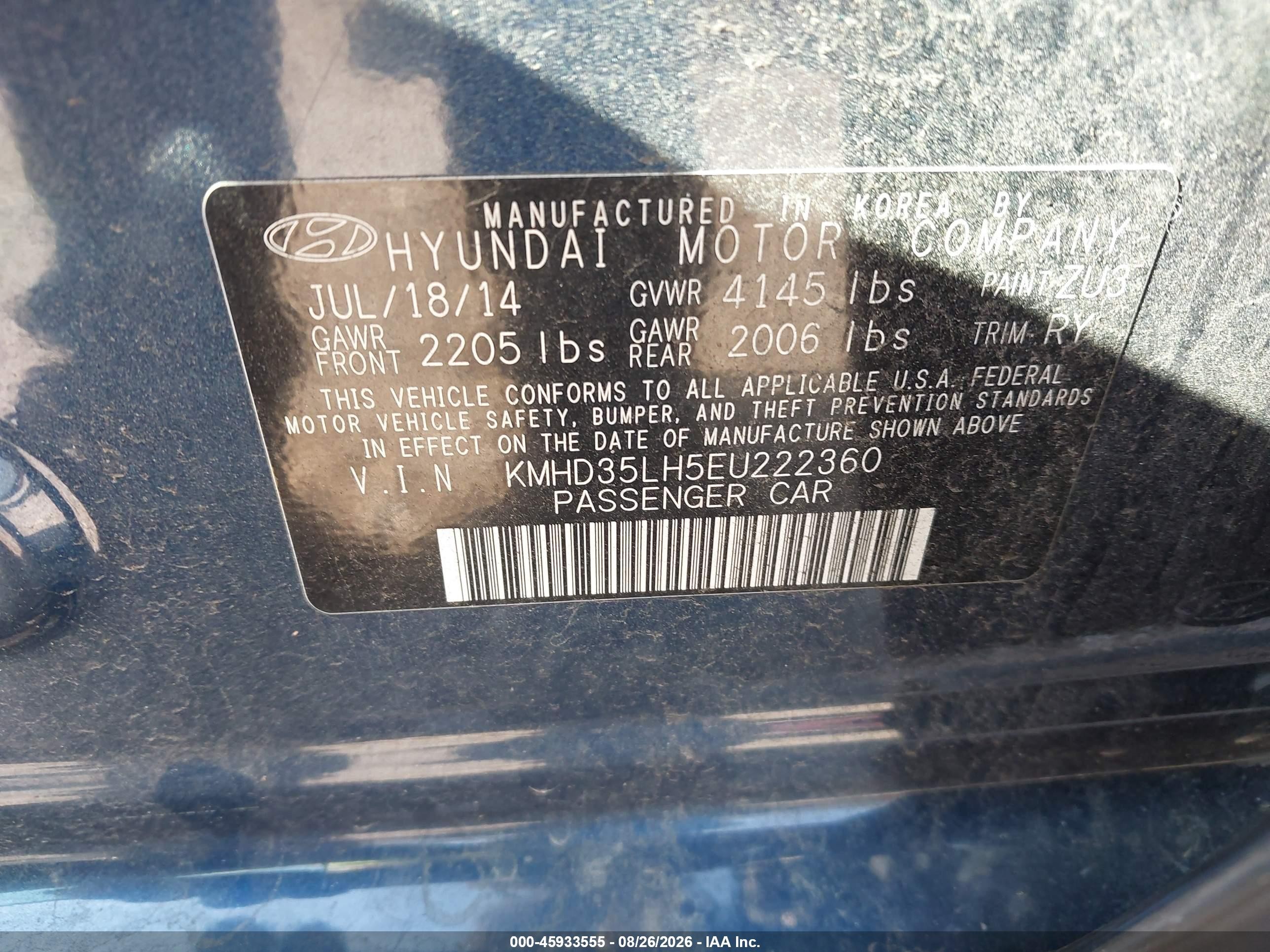 2014 Hyundai Elantra Gt Blue vin: KMHD35LH5EU222360