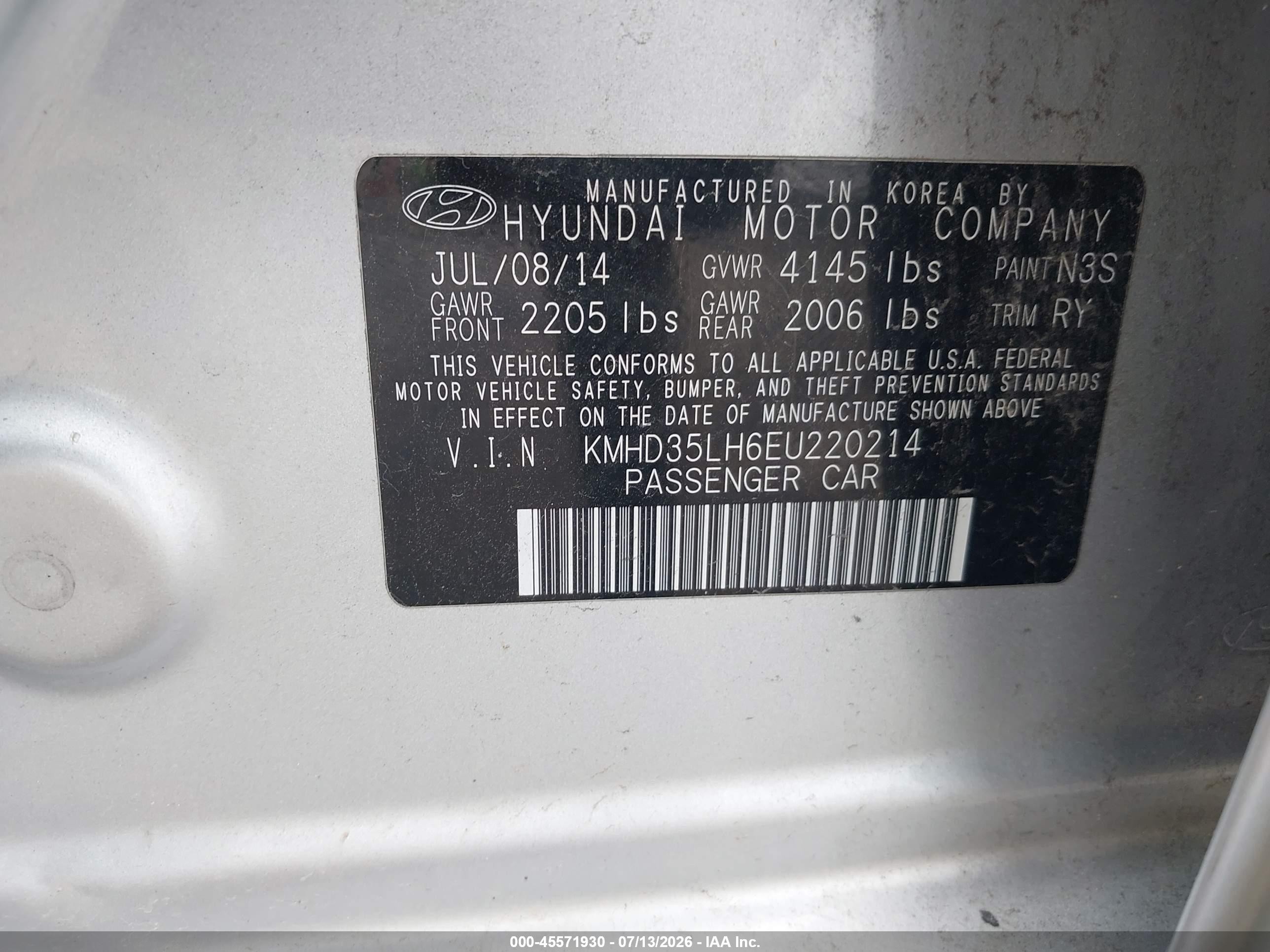 2014 Hyundai Elantra Gt   Silver vin: KMHD35LH6EU220214