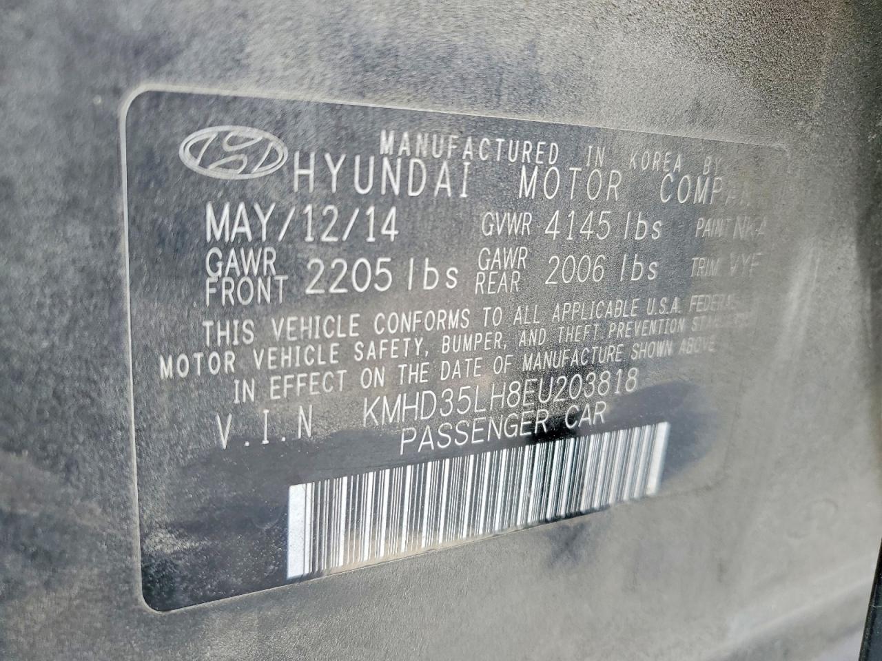 2014 Hyundai Elantra Gt Base Black vin: KMHD35LH8EU203818