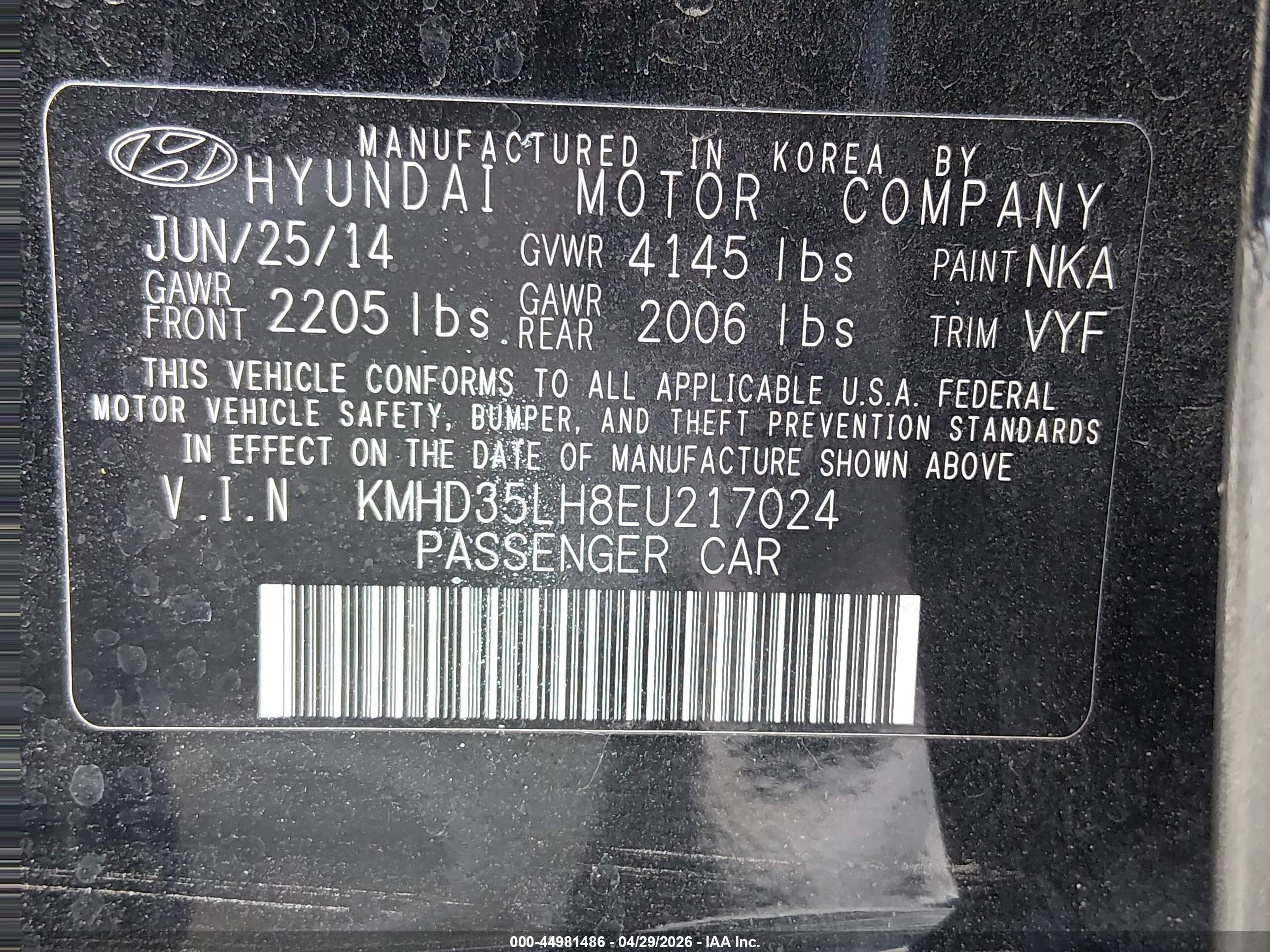 2014 Hyundai Elantra Gt Black vin: KMHD35LH8EU217024