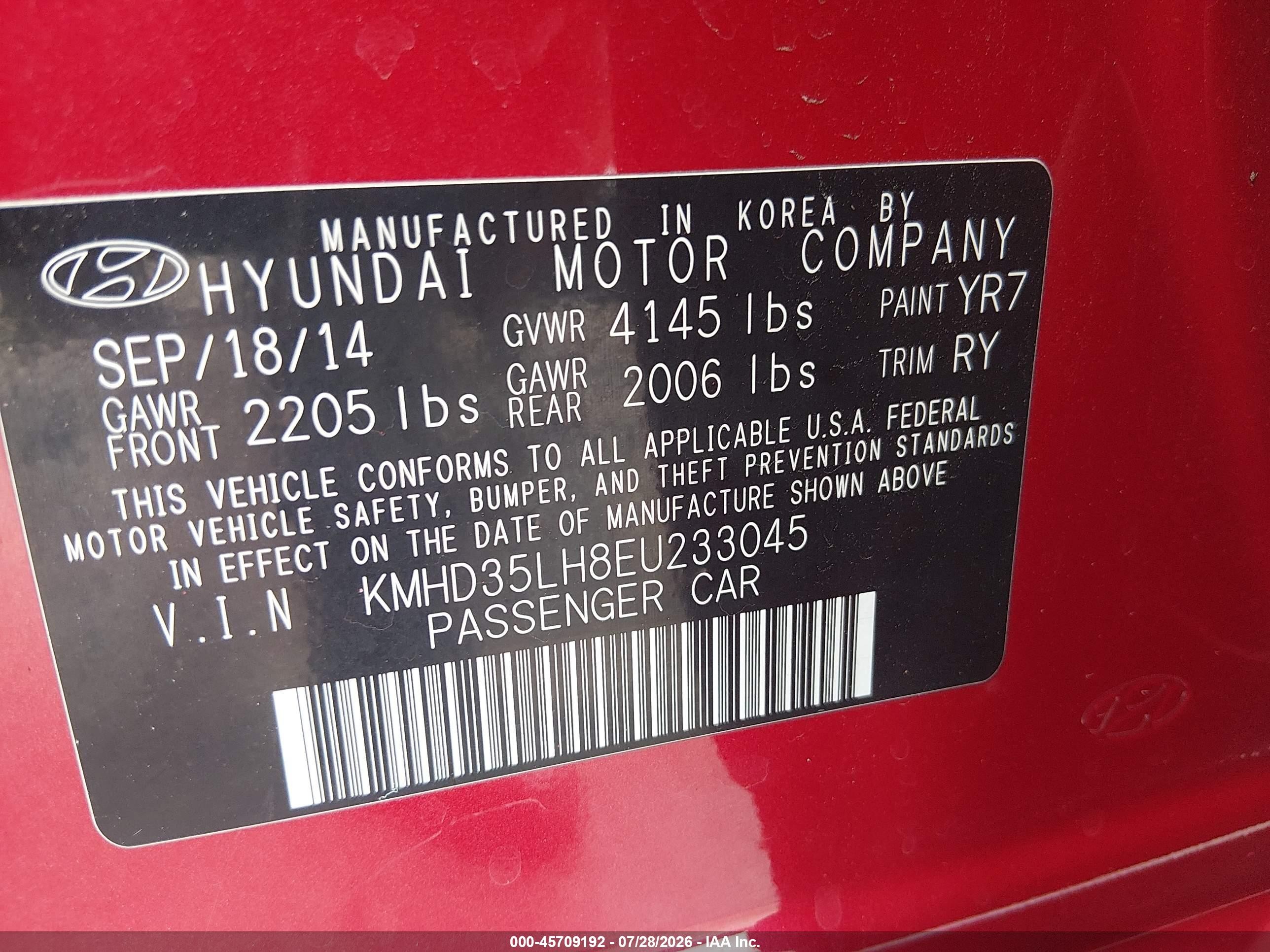 2014 Hyundai Elantra Gt   Red vin: KMHD35LH8EU233045