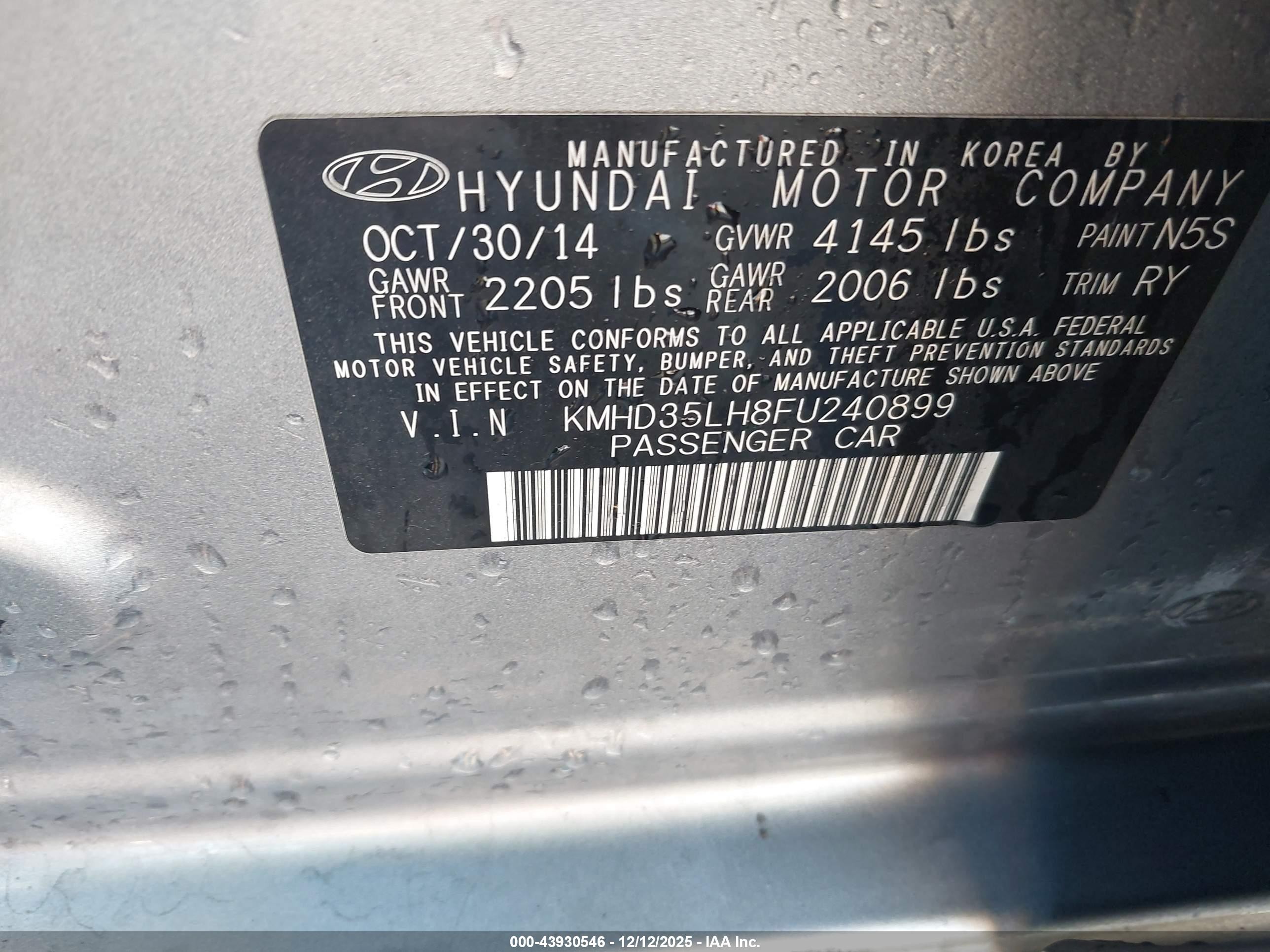 2015 Hyundai Elantra Gt   Silver vin: KMHD35LH8FU240899