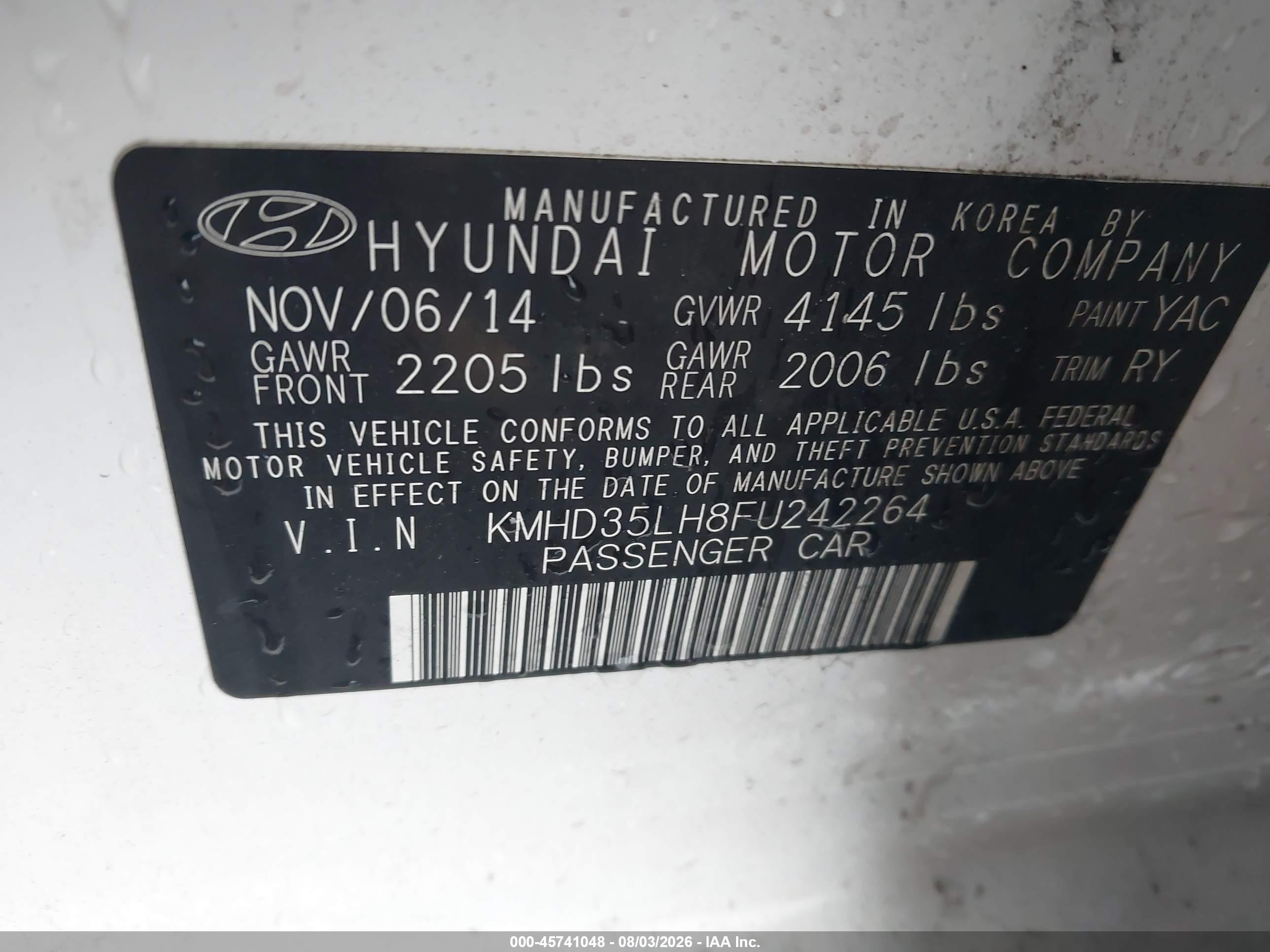 2015 Hyundai Elantra Gt   White vin: KMHD35LH8FU242264