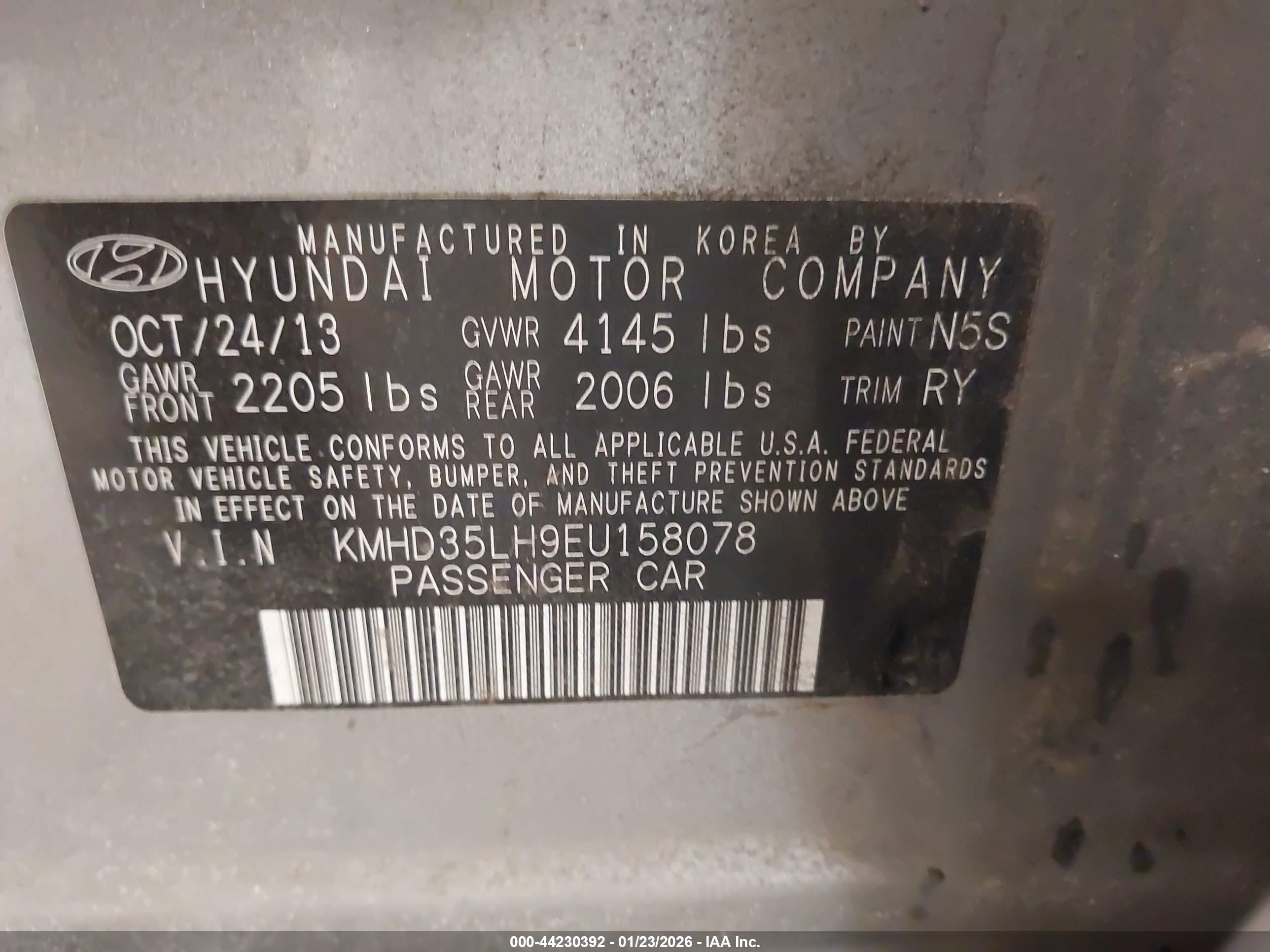 2014 Hyundai Elantra Gt   Gray vin: KMHD35LH9EU158078