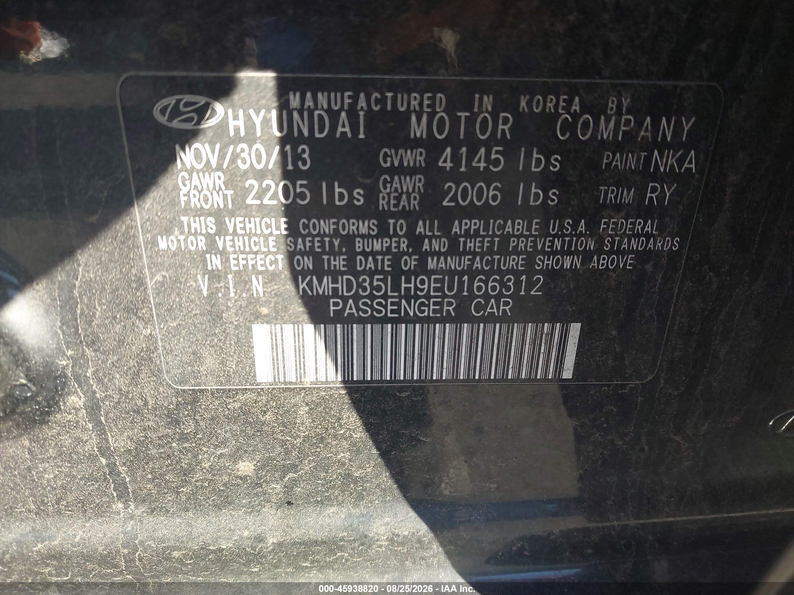 2014 Hyundai Elantra Gt   Black vin: KMHD35LH9EU166312