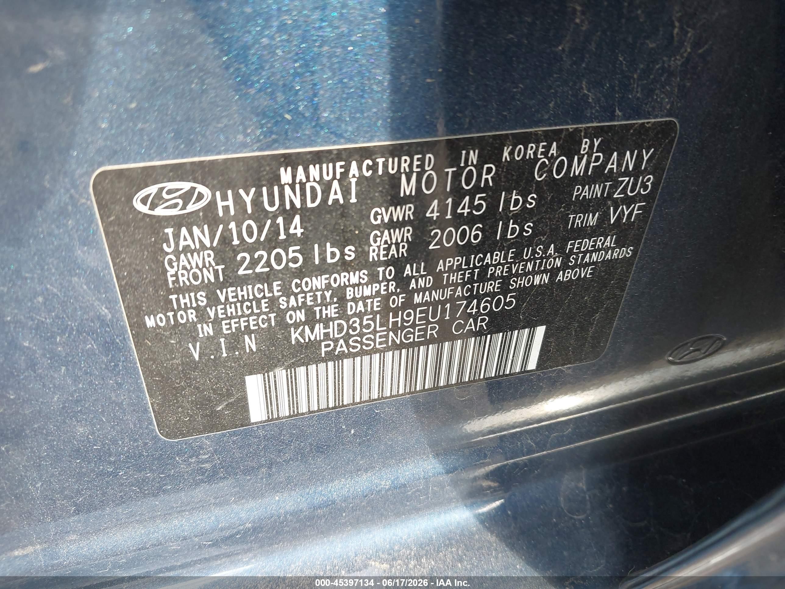2014 Hyundai Elantra Gt   Blue vin: KMHD35LH9EU174605