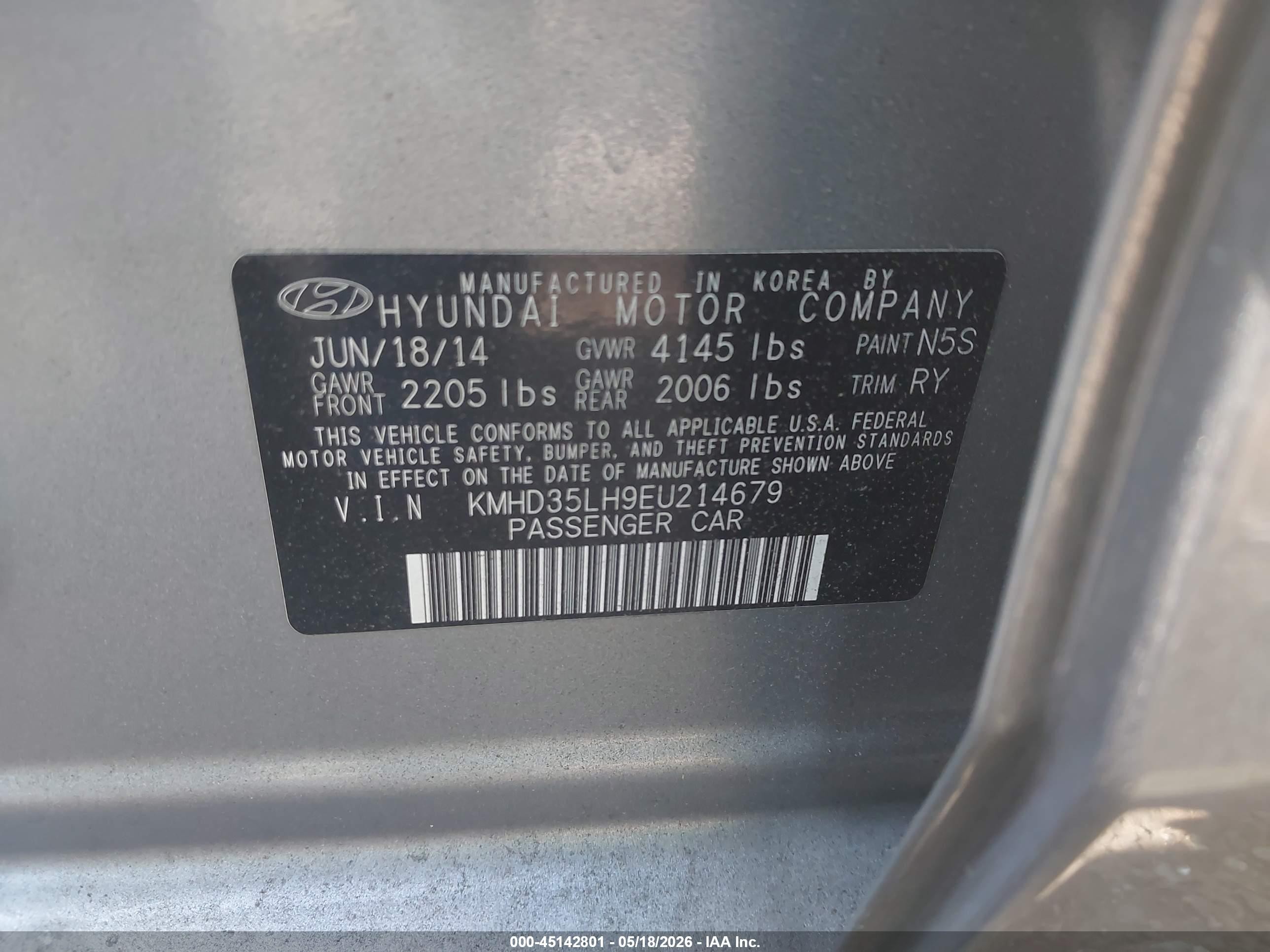 2014 Hyundai Elantra Gt   Gray vin: KMHD35LH9EU214679