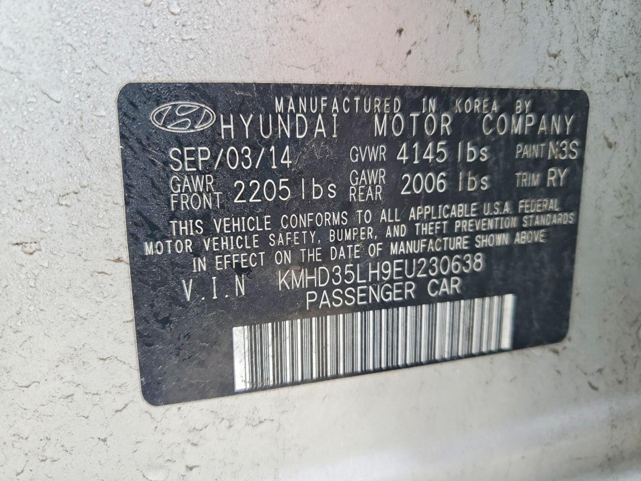 2014 Hyundai Elantra Gt Base Silver vin: KMHD35LH9EU230638