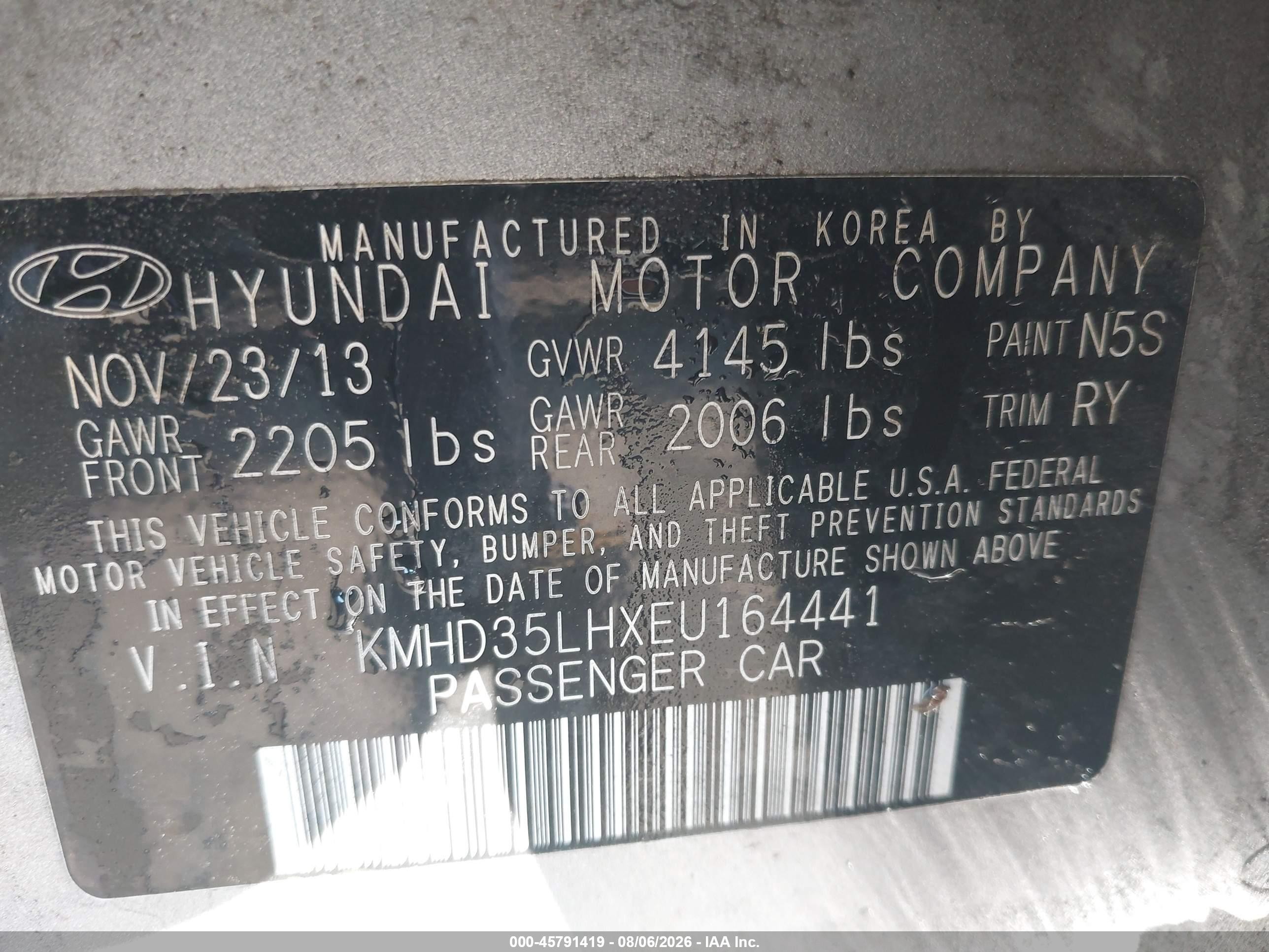 2014 Hyundai Elantra Gt   Gray vin: KMHD35LHXEU164441