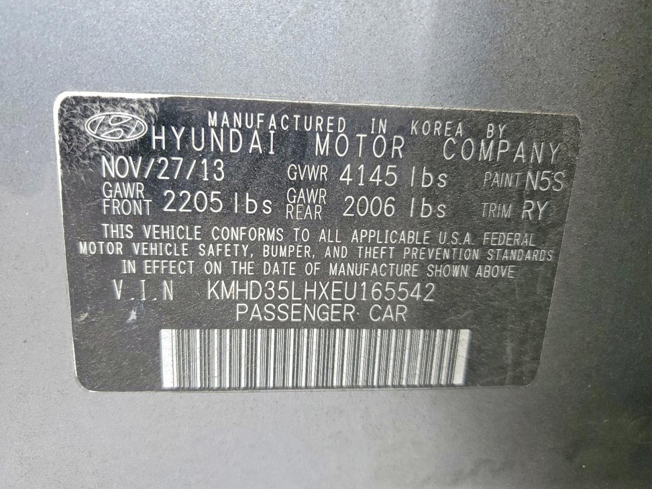 2014 Hyundai Elantra Gt Base Gray vin: KMHD35LHXEU165542