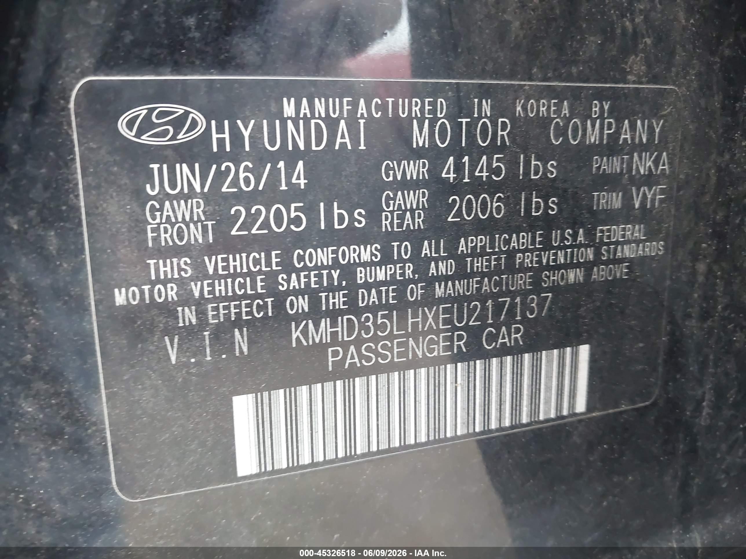 2014 Hyundai Elantra Gt   Black vin: KMHD35LHXEU217137