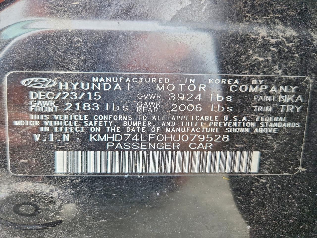 2017 Hyundai Elantra Se Черный vin: KMHD74LF0HU079528