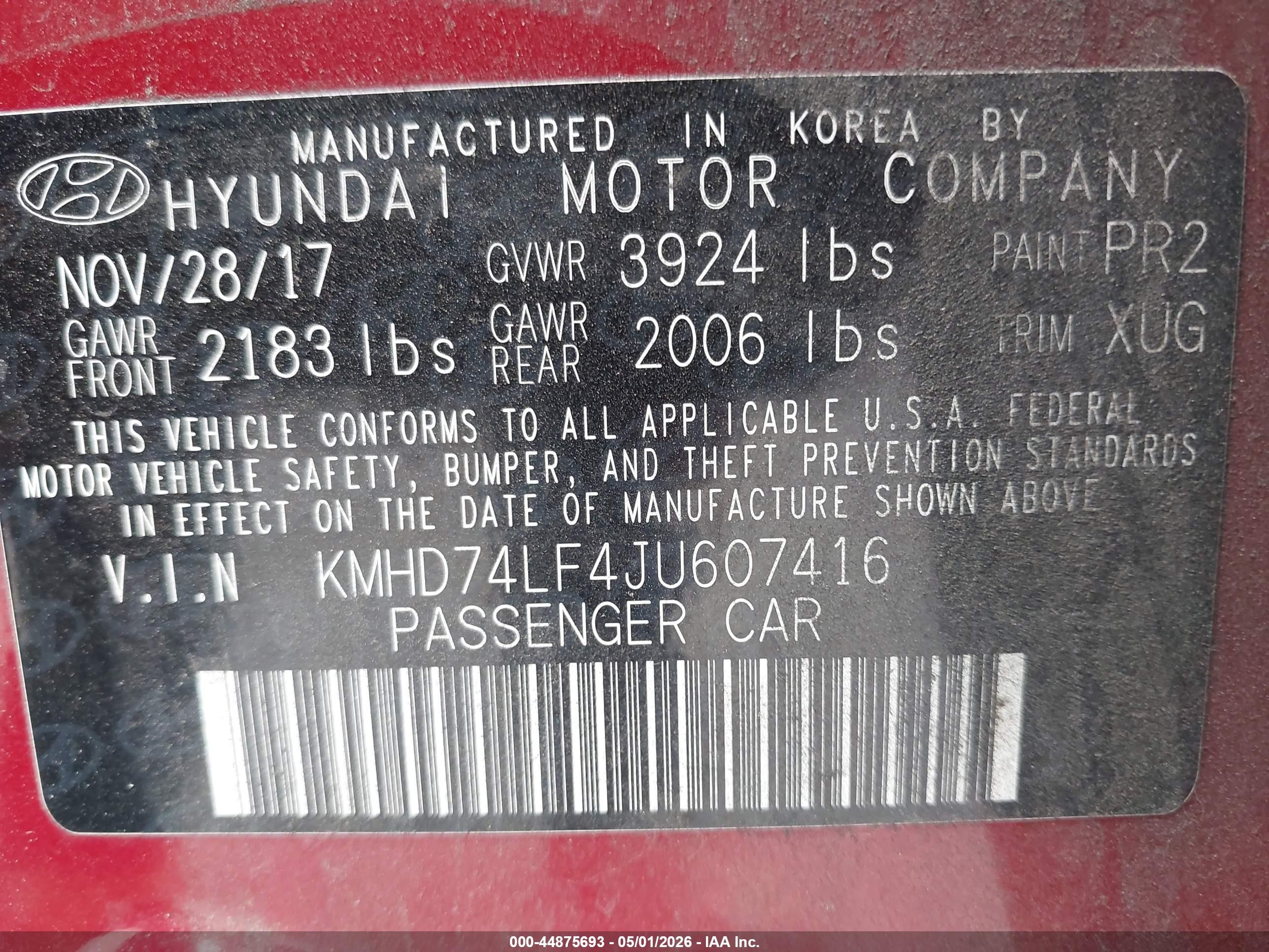 2018 Hyundai Elantra Se Red vin: KMHD74LF4JU607416